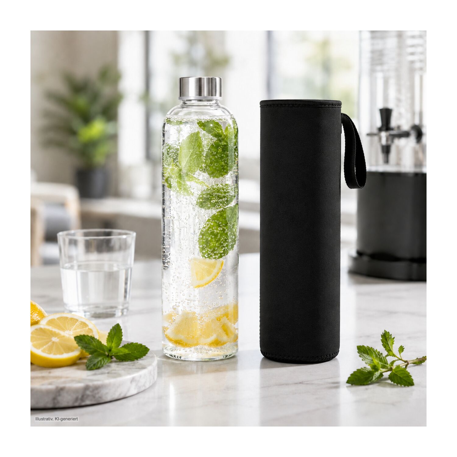Glaskaraffe Pura 1.000 ml ROMINOX® - Borosilikatglas bedruckbar