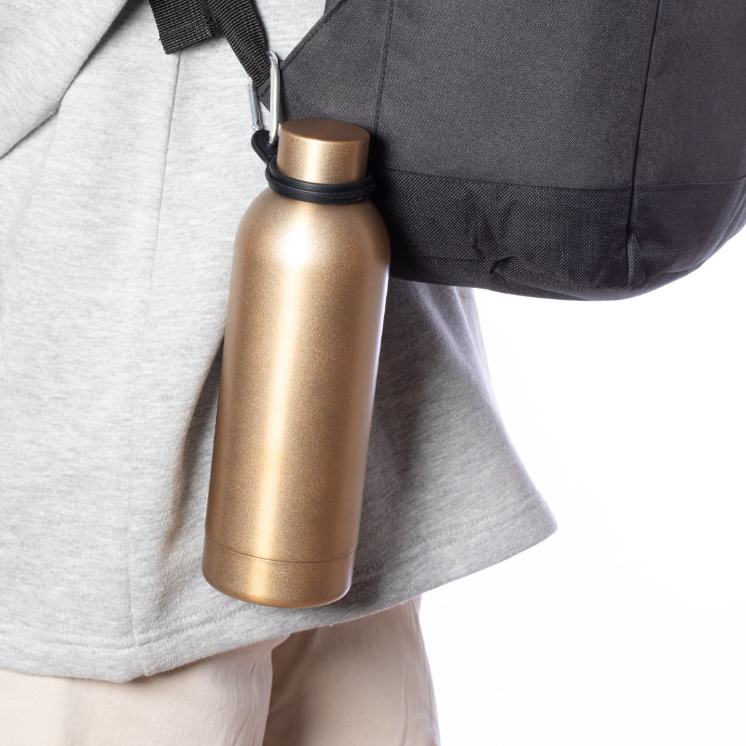 Flaschenhalter Gotan aus Silikon mit Aluminiumkarabiner, bedruckbar