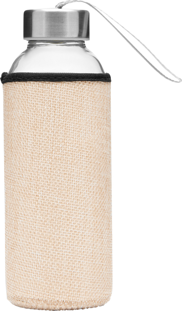 Glas-Trinkflasche TAKE JUTY 450 ml mit Jute-Hülle & Edelstahldeckel