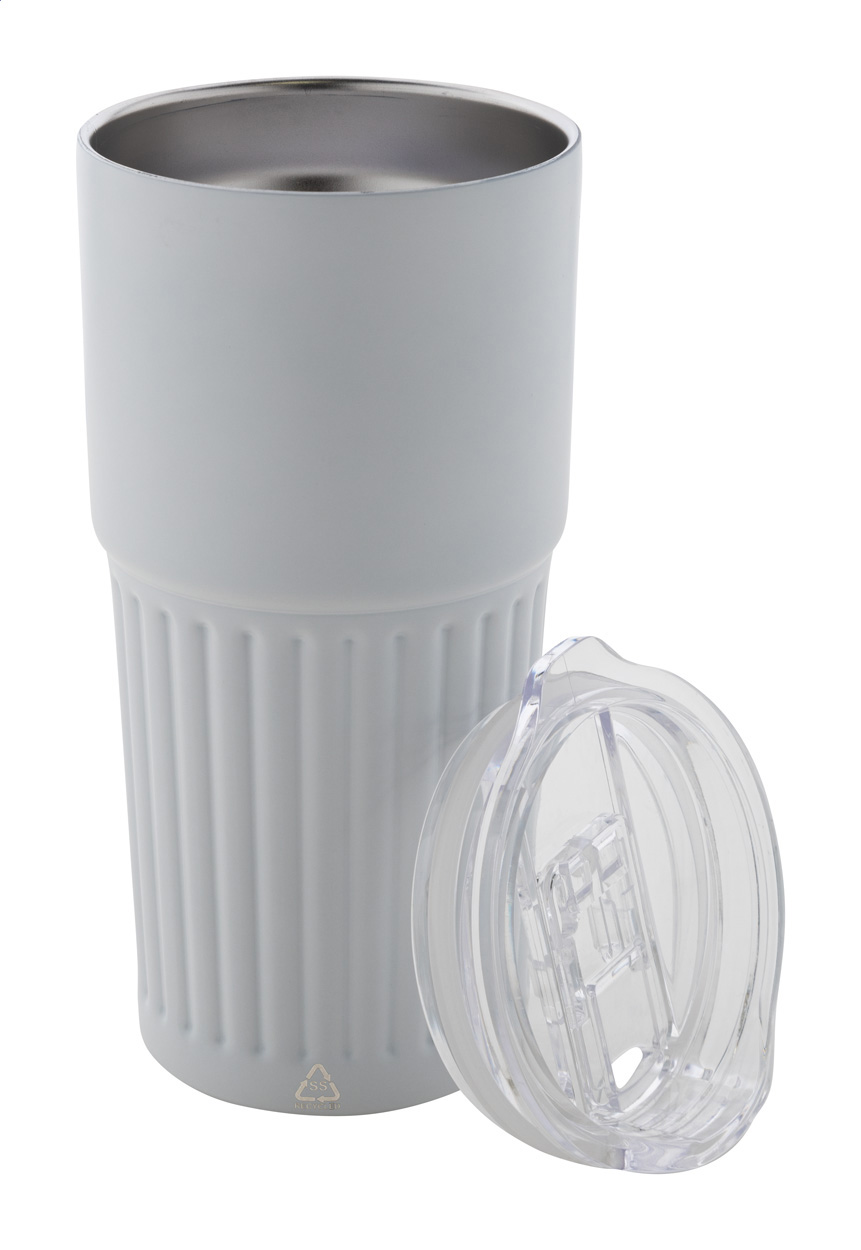 Thermobecher Streaky Tall 600 ml, recycelter Edelstahl, bedruckbar