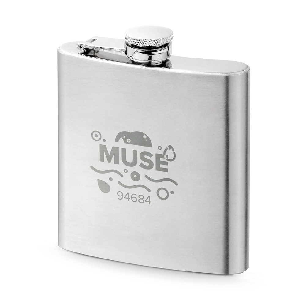 MUSE Flachmann Edelstahl 180 ml – bedruckbar als Werbeartikel