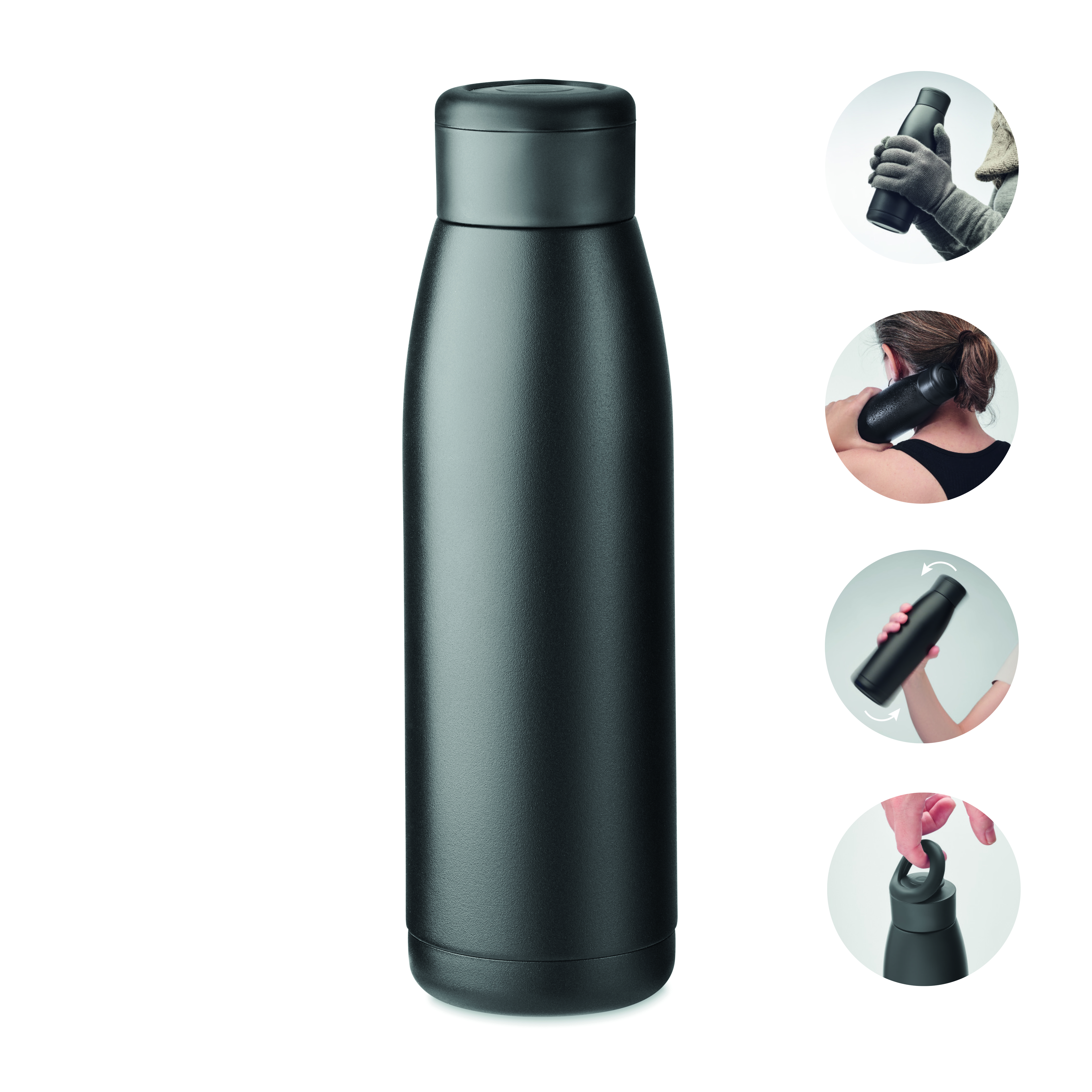 Doppelwandige Trinkflasche CALEFRIO 400 ml, recycelter Edelstahl