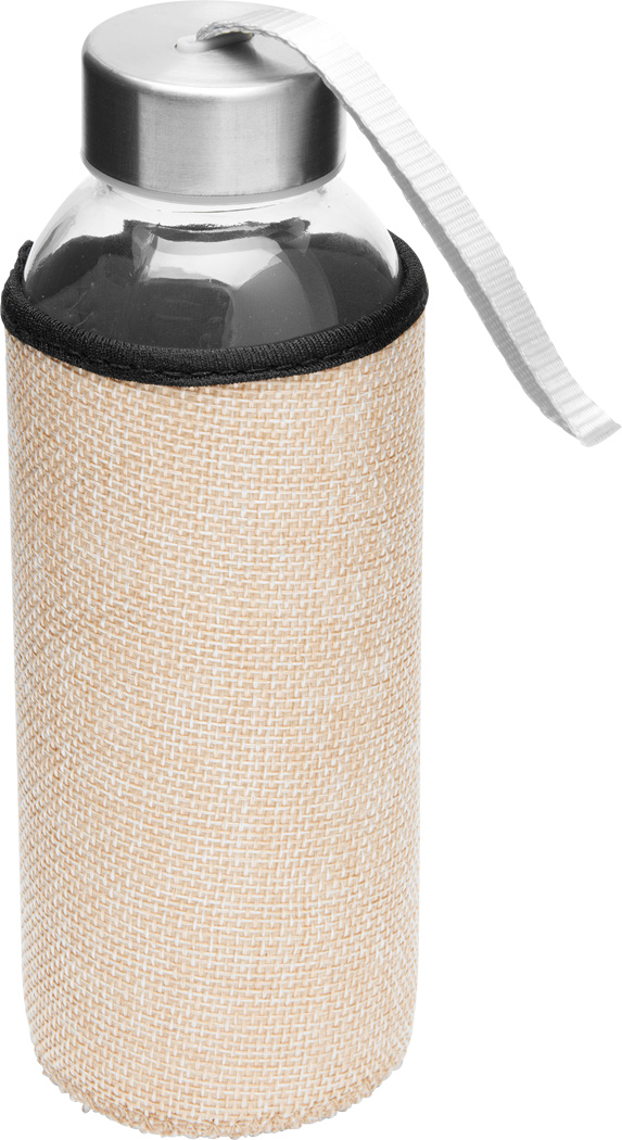 Glas-Trinkflasche TAKE JUTY 450 ml mit Jute-Hülle & Edelstahldeckel