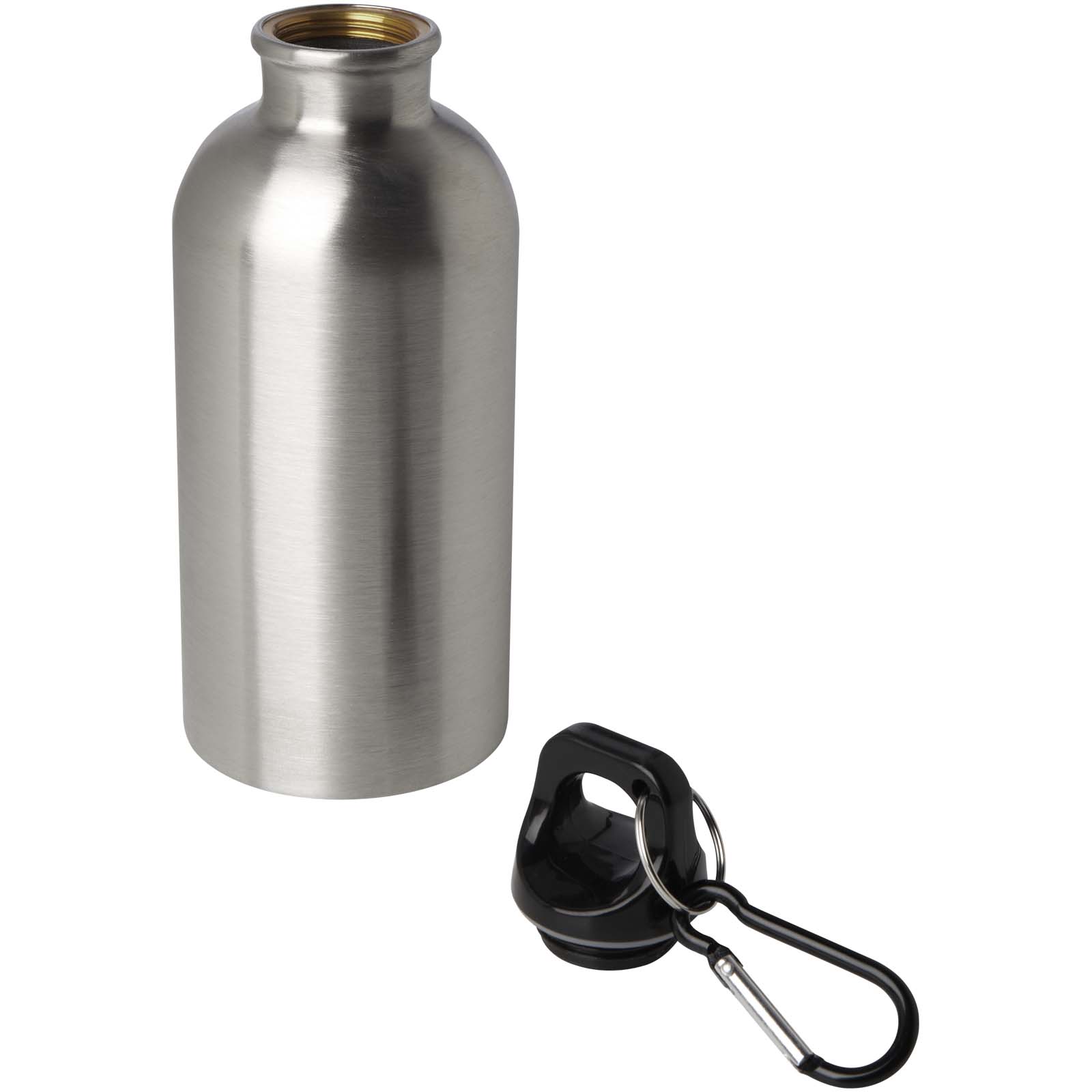 Edelstahl-Trinkflasche Oregon 400 ml, einwandig, mit Karabinerhaken