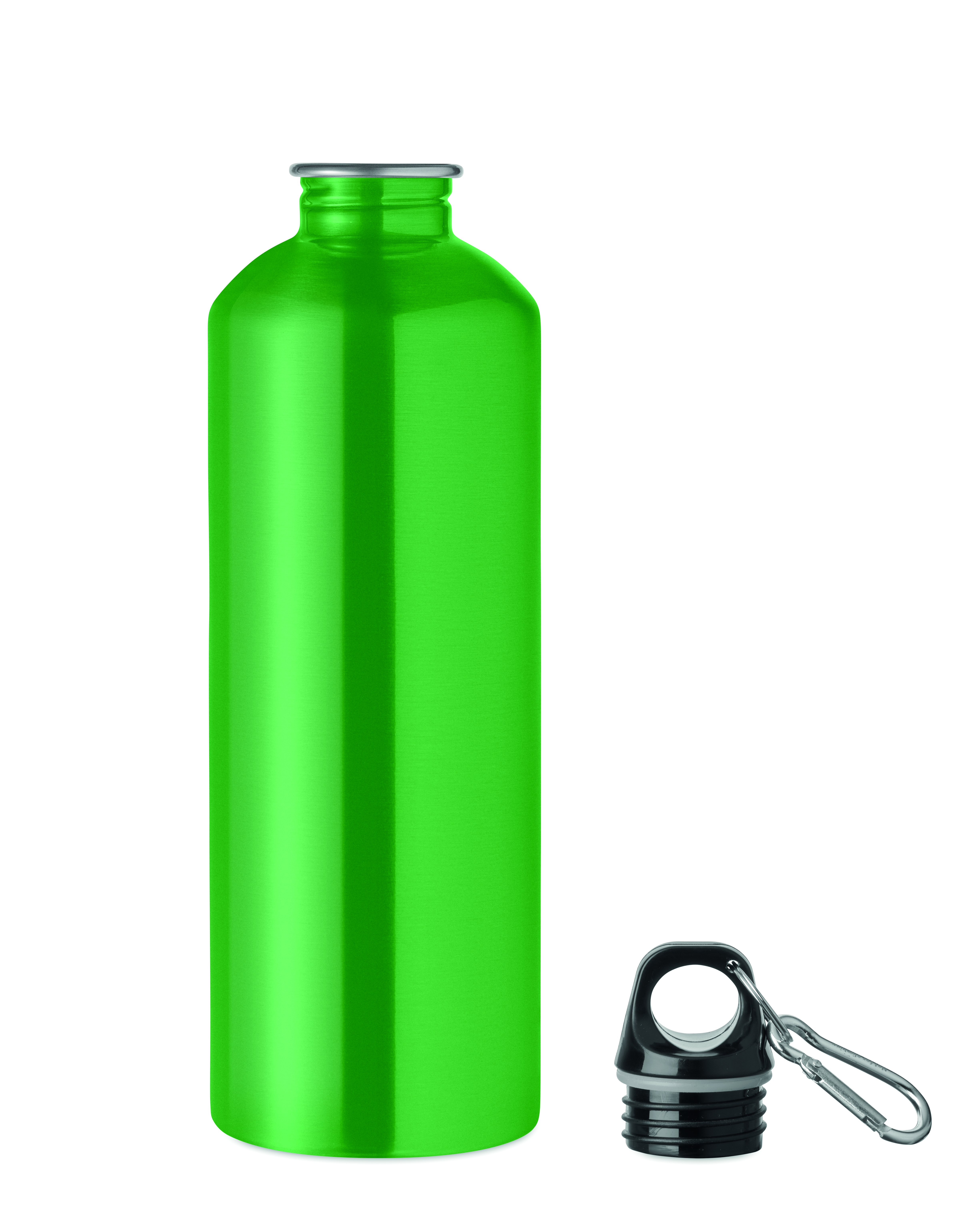 Edelstahl Trinkflasche 1000 ml einwandig mit Karabiner, bedruckbar