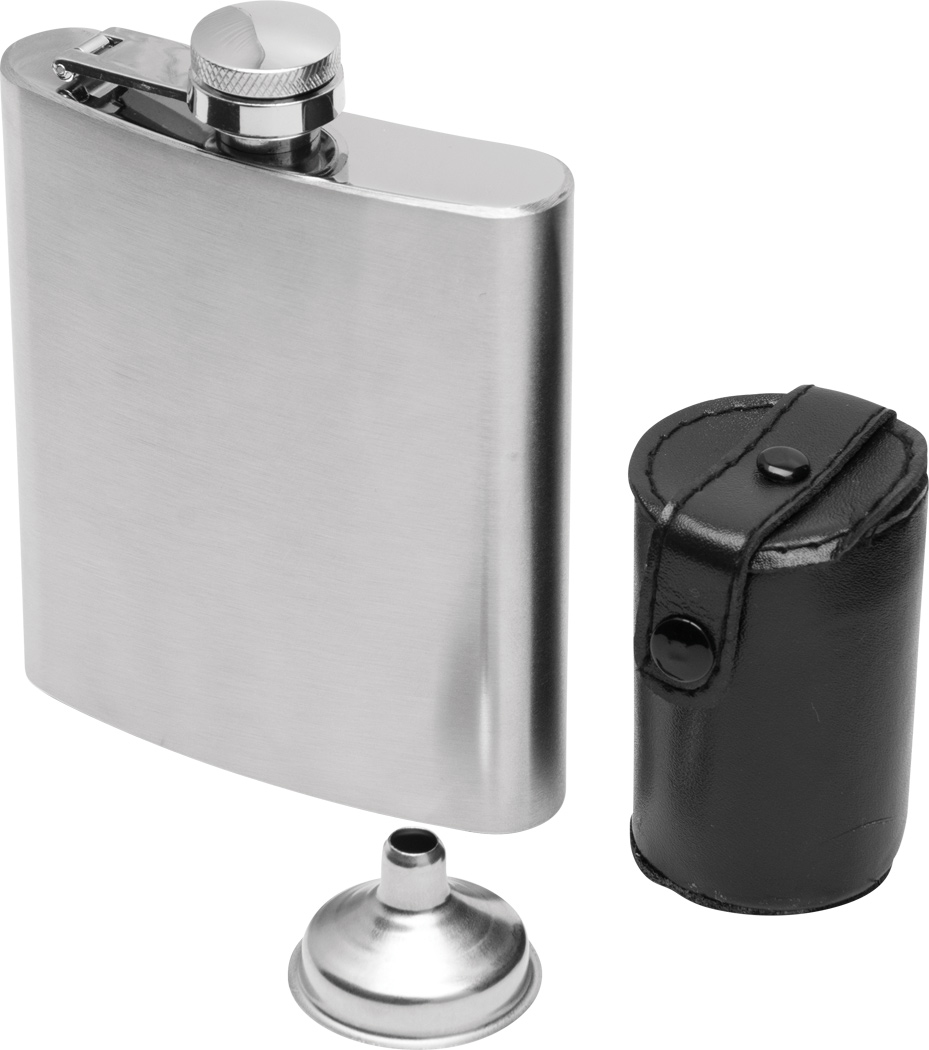 Flachmann-Set GENTLEMAN aus Edelstahl, 7-teilig, ca. 210 ml, bedruckbar