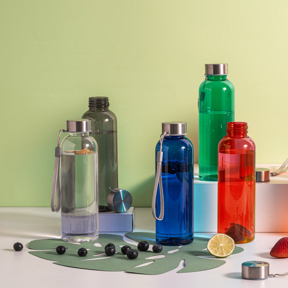 Trinkflasche ENDERS M 600 ml aus rPET, Edelstahldeckel – bedruckbar