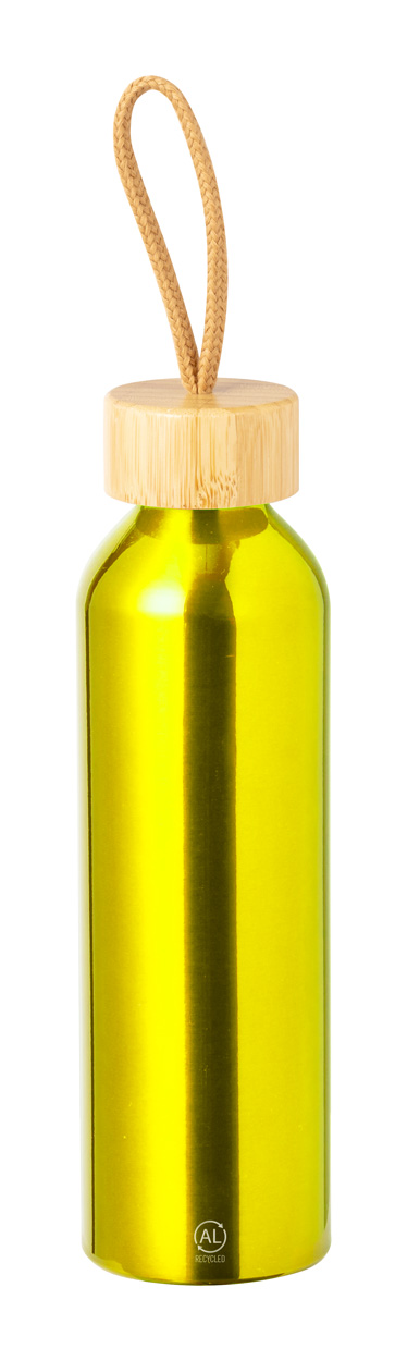 Trinkflasche 600 ml aus recyceltem Aluminium mit Bambusdeckel