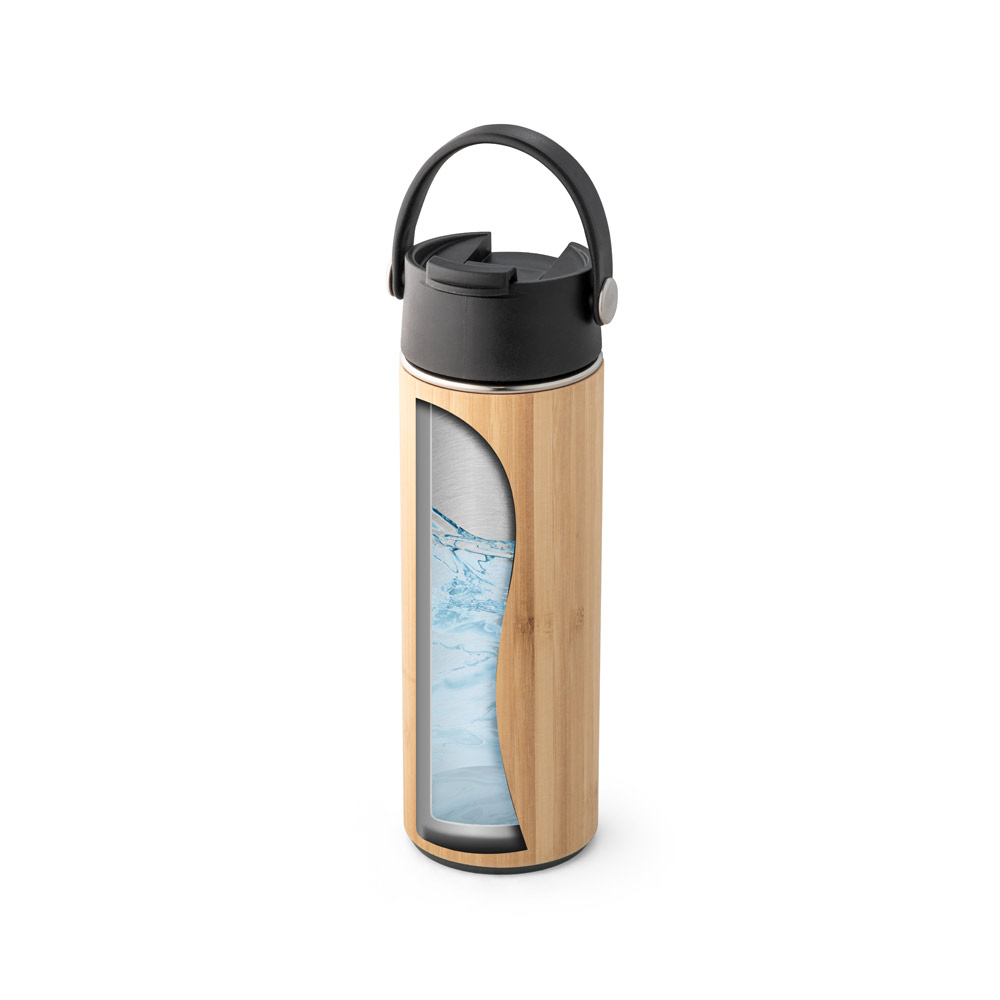 Thermosflasche LAVER 440 ml – Bambus & Edelstahl, bedruckbar