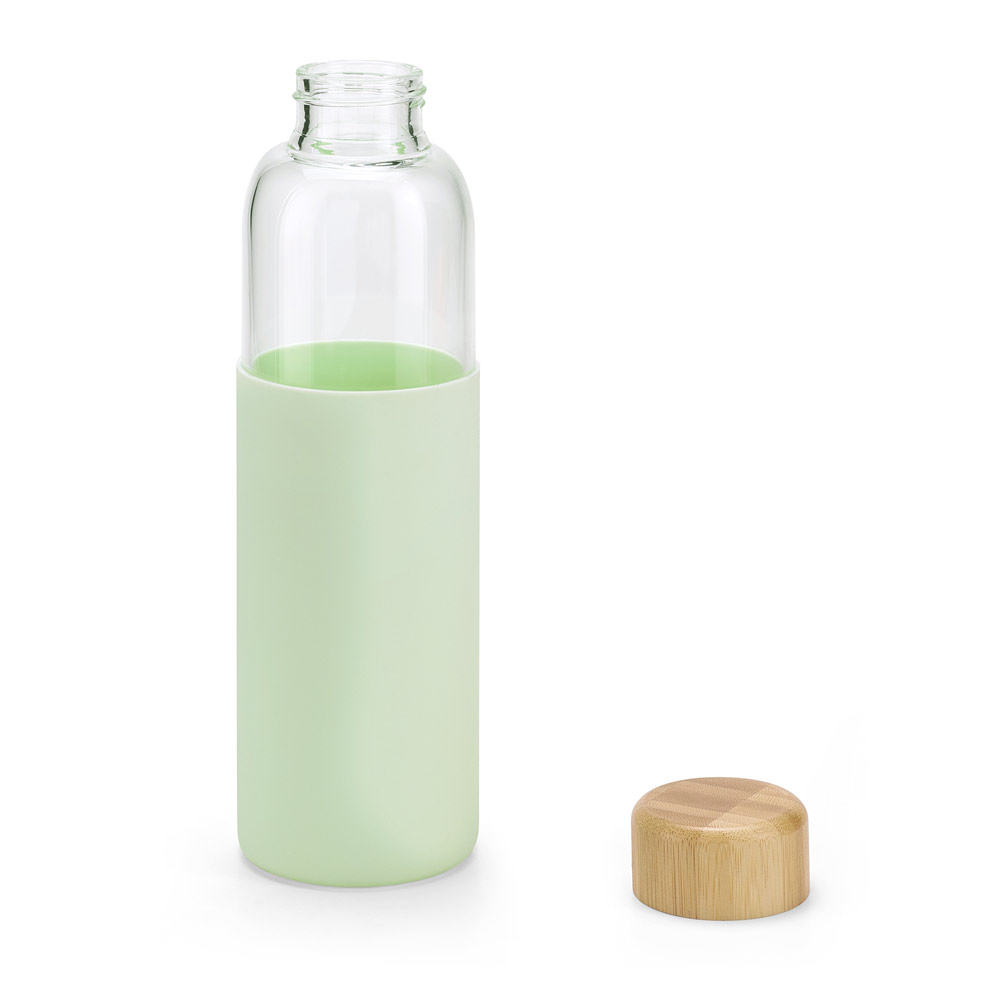 Glasflasche Bambus 600 ml – Borosilikatglas Trinkflasche bedruckbar