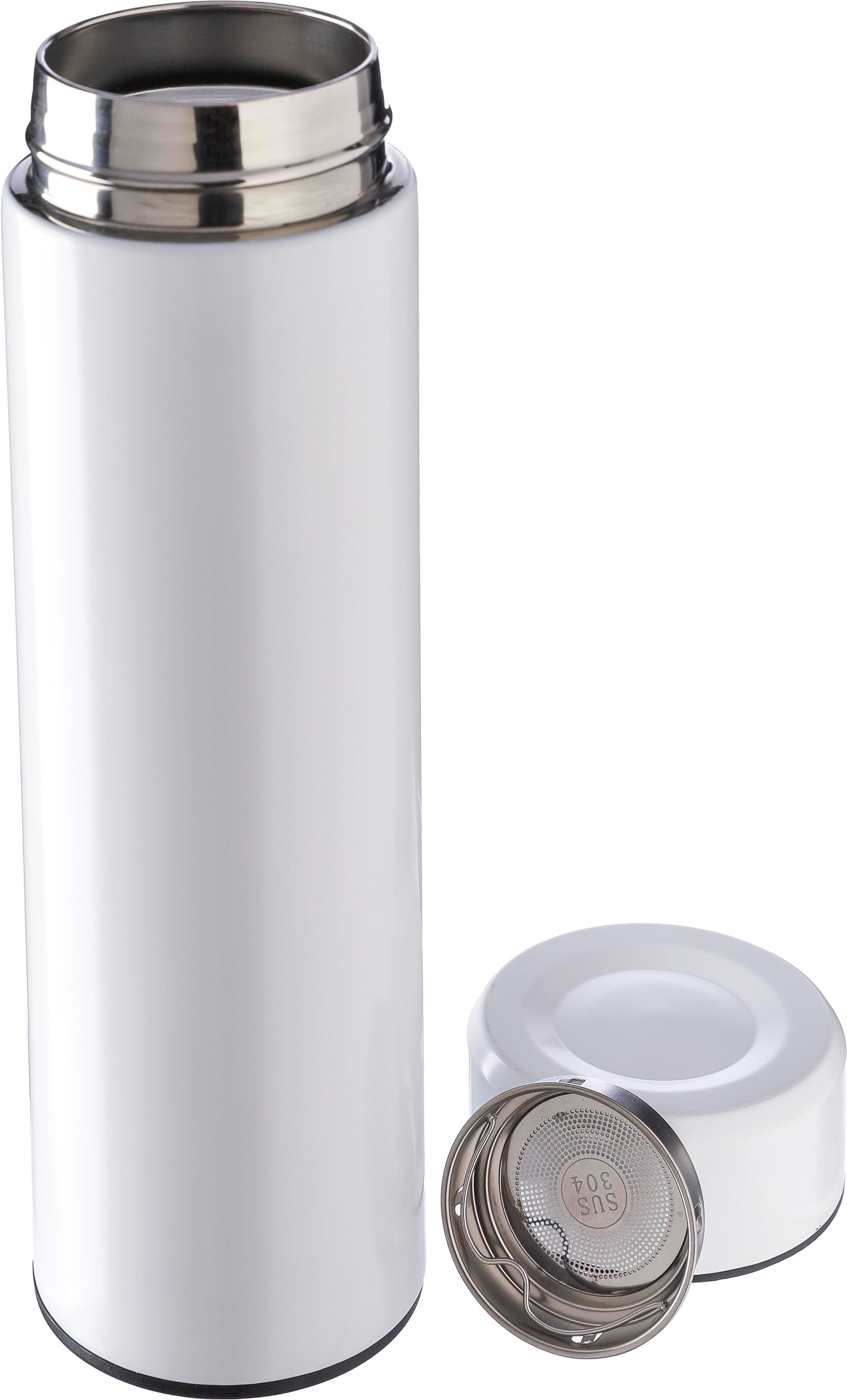 Edelstahlflasche 425 ml Mary – doppelwandig mit Teesieb, bedruckbar