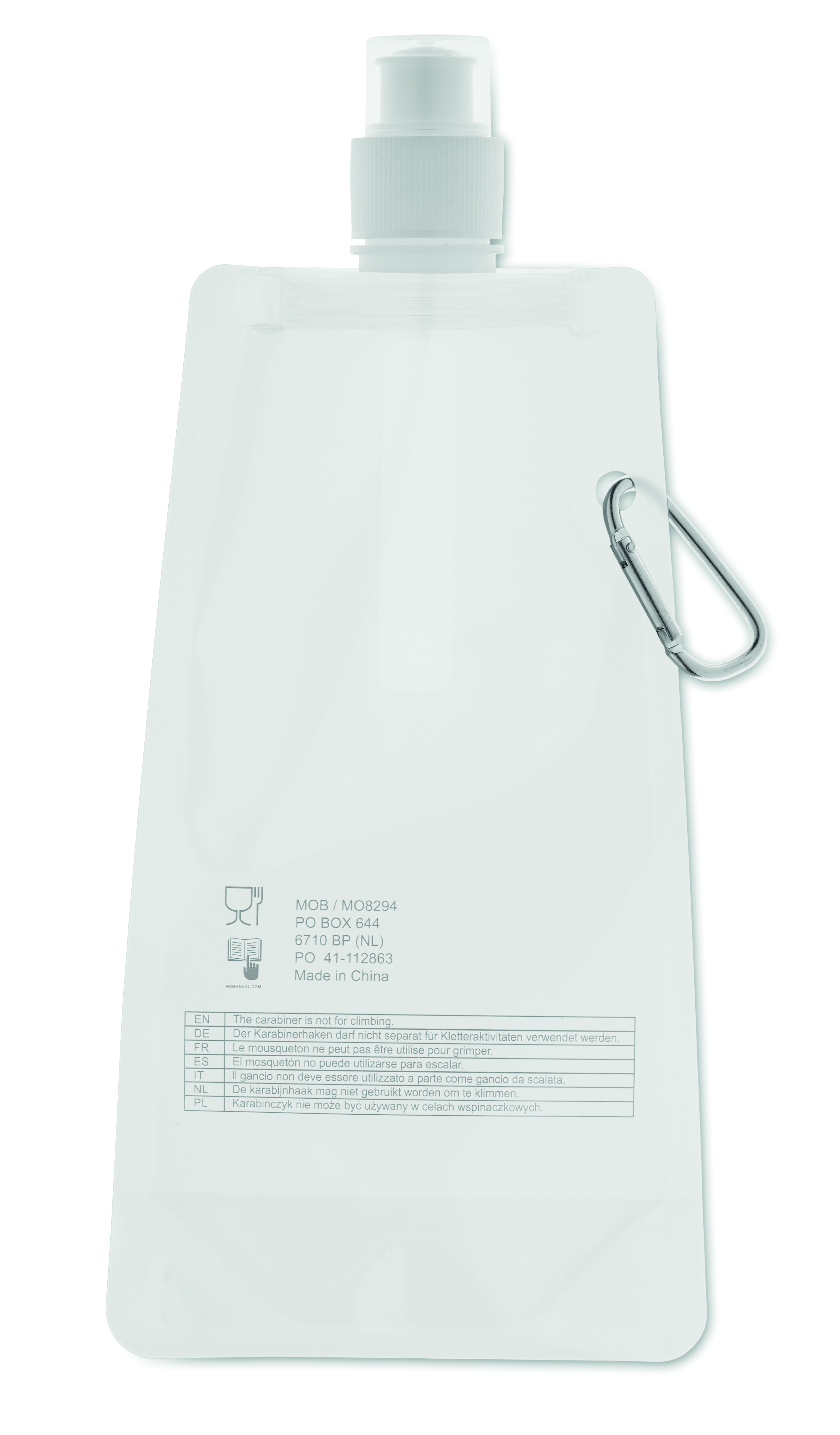 Faltbare Wasserflasche GATES aus PET, 480 ml – bedruckbar