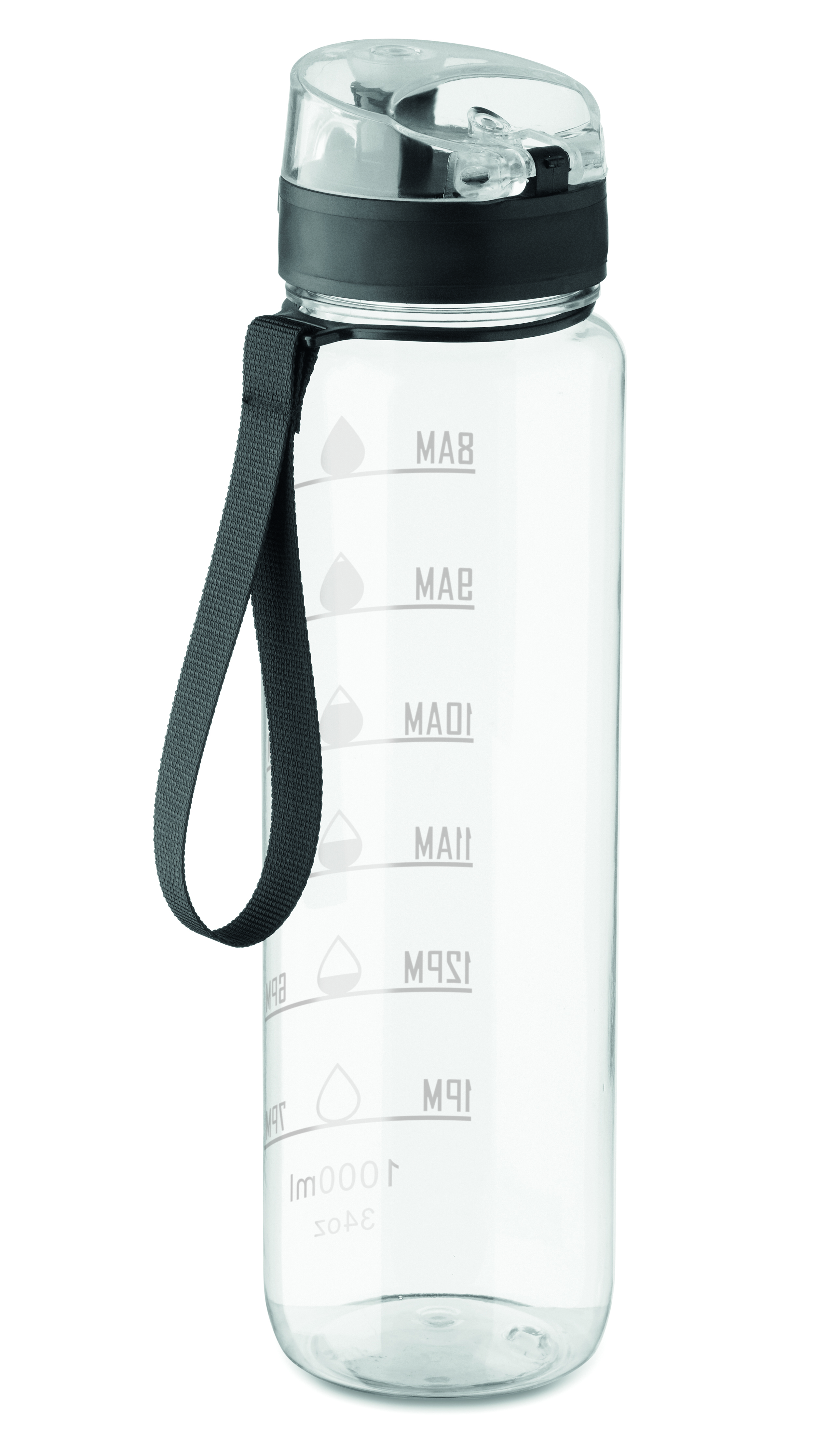 Sport-Trinkflasche RPET 1L ISFORDEN MARK – bedruckbar, mit Trageriemen