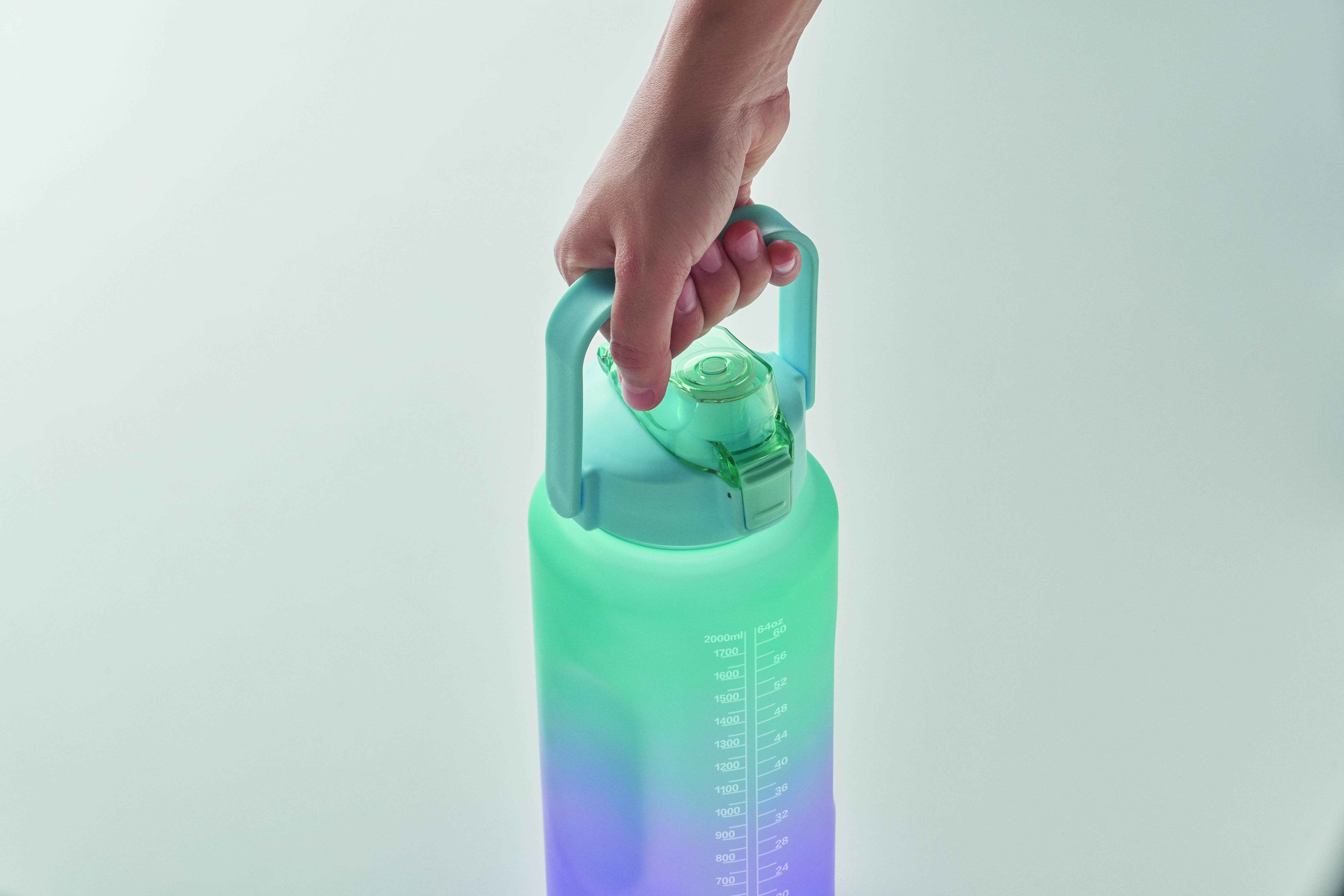 RPET-Trinkflasche 2000ml ACTIVATE MAX mit Trinkhalm & Henkel