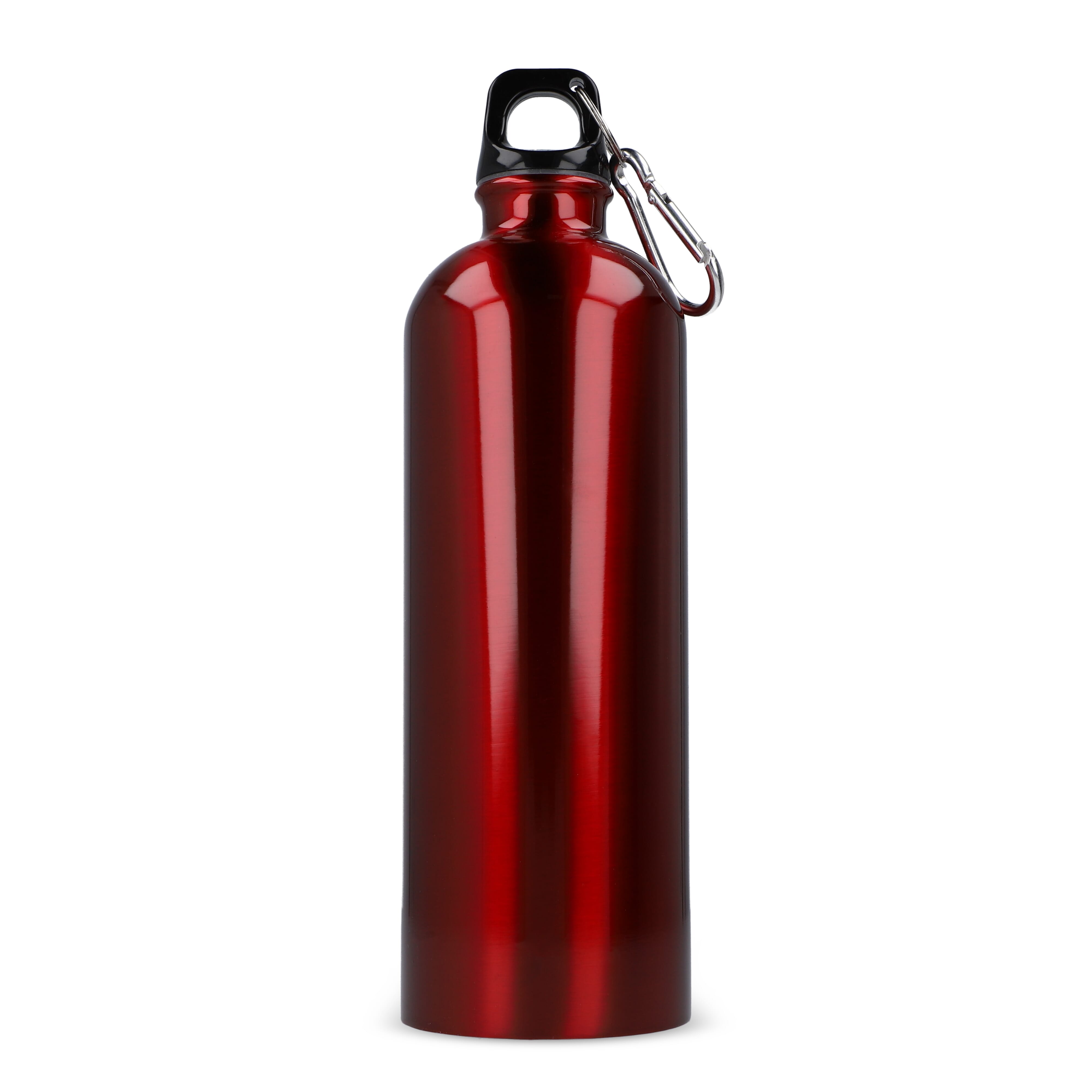 Edelstahl-Trinkflasche 750ml einwandig mit Karabiner, recycelt
