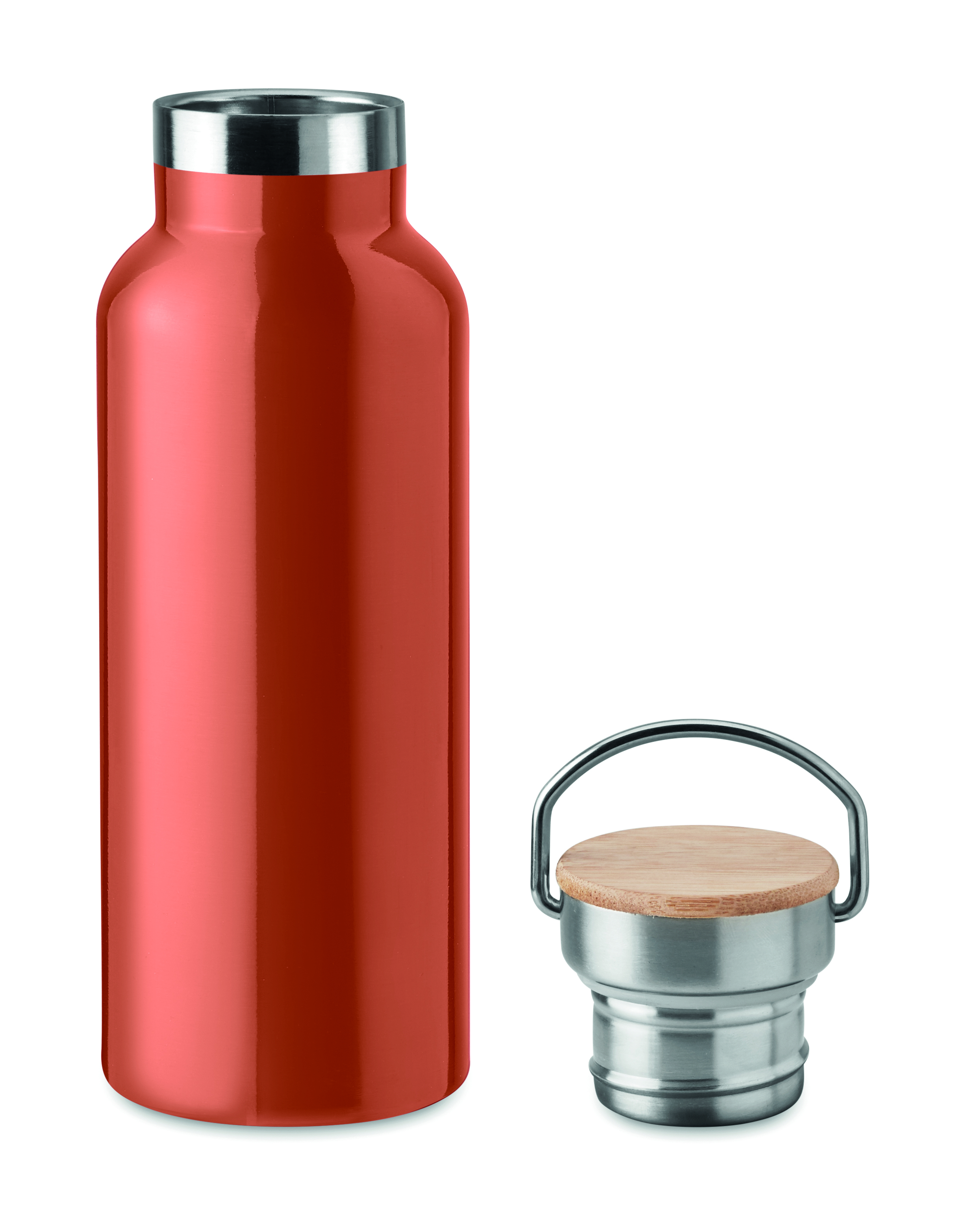 Isolierflasche Edelstahl 500 ml HELSINKI - Bambusdeckel, bedruckbar
