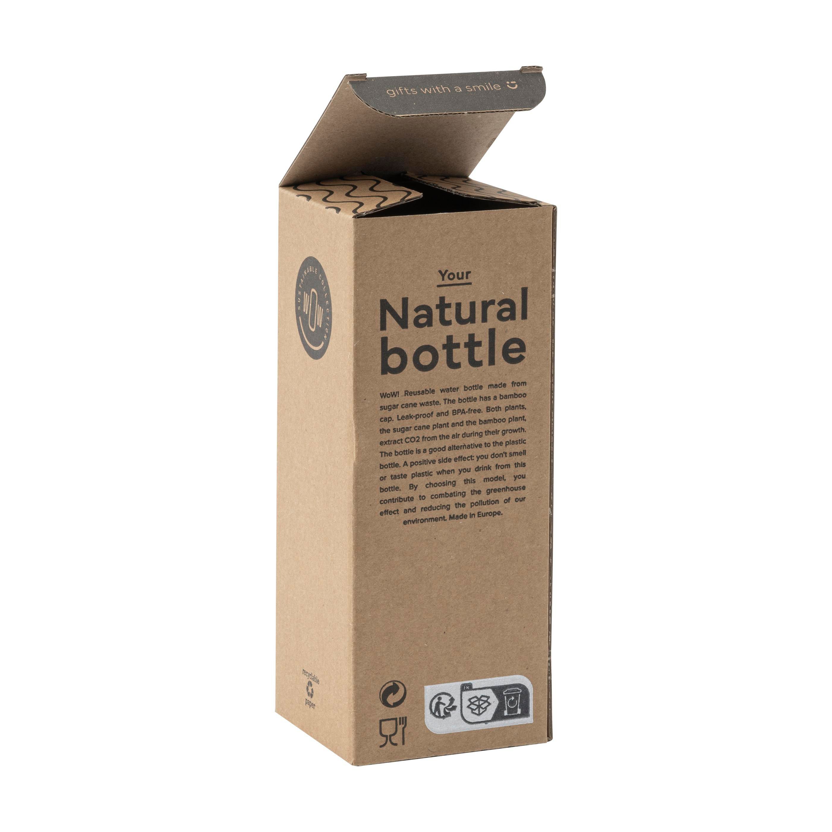 Trinkflasche Natural Bottle 500 ml, biobasiertes HDPE, Bambus