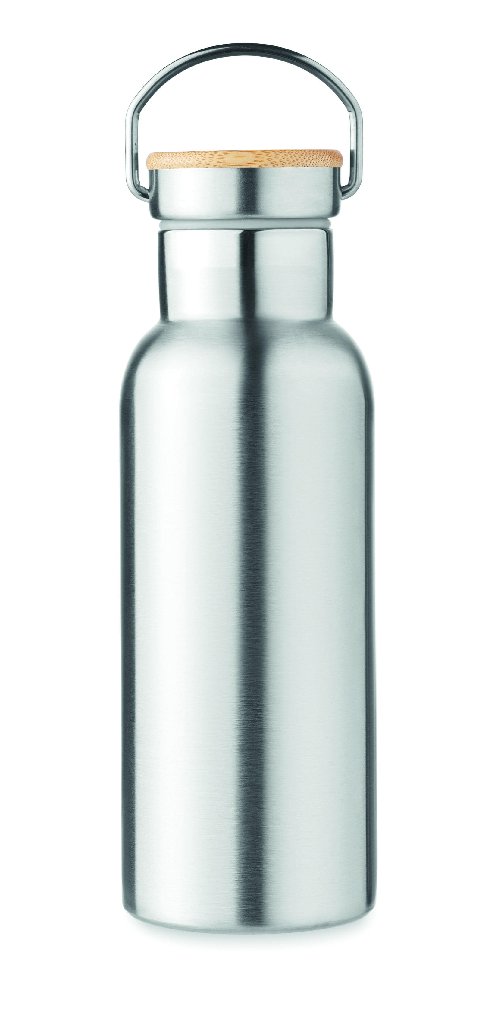 Isolierflasche Edelstahl 500 ml HELSINKI - Bambusdeckel, bedruckbar
