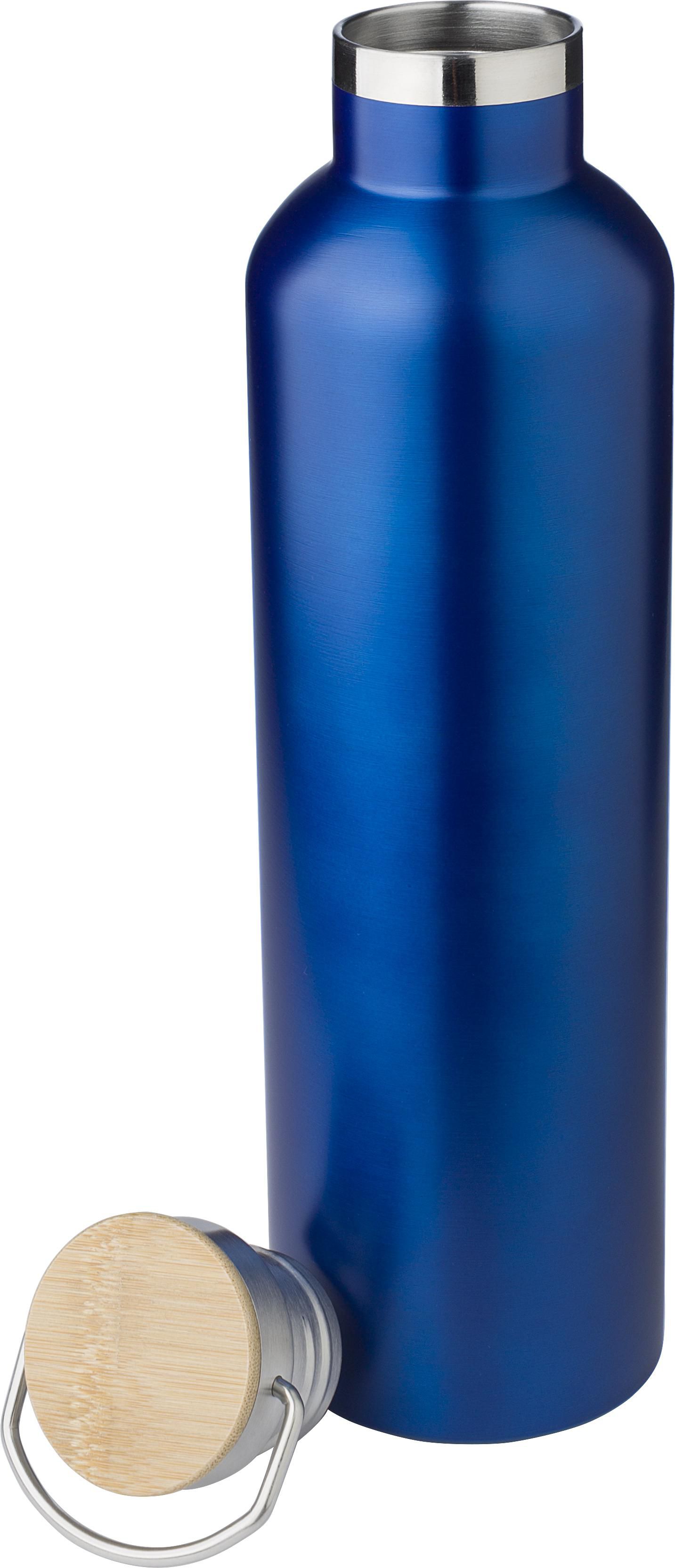 Edelstahl-Trinkflasche Damien 1 L, doppelwandig mit Bambusdeckel