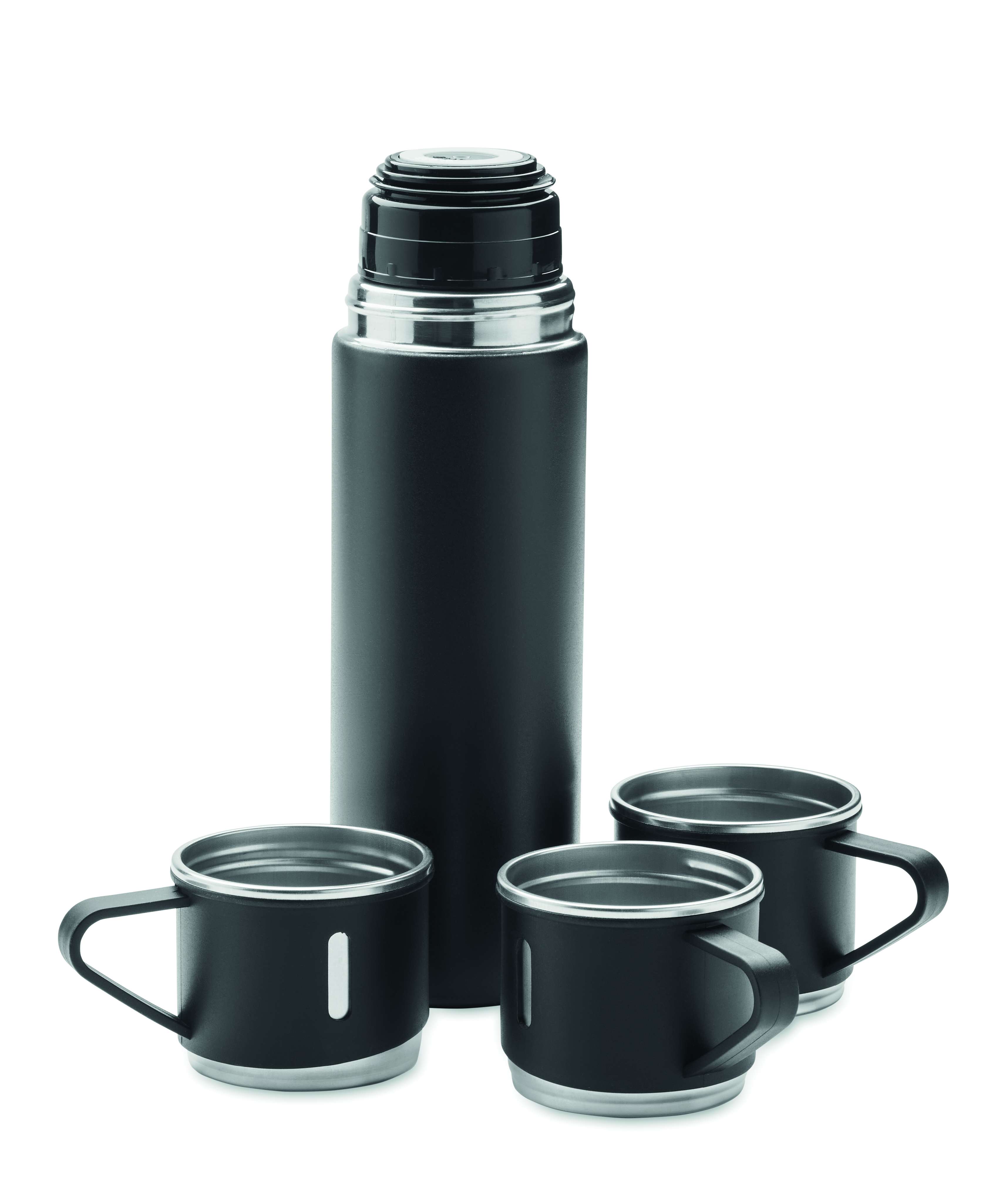 Edelstahl Isolierflaschen-Set SHARM 4-tlg. mit Bechern 420 ml bedruckbar