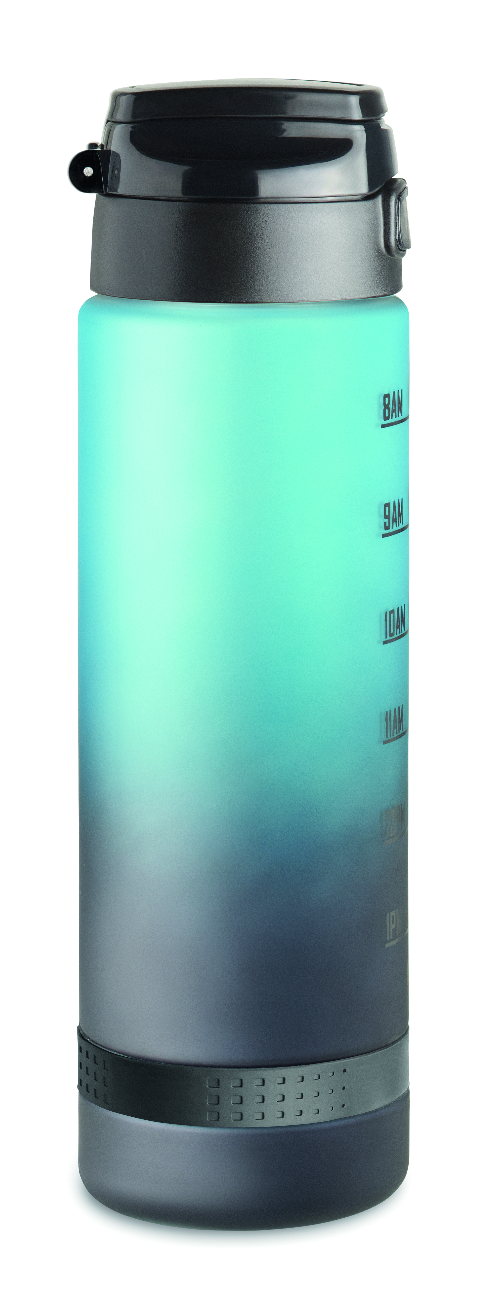 Sport-Trinkflasche RPET 1L LEVEL mit Zeitmarkierung & Flip-Top