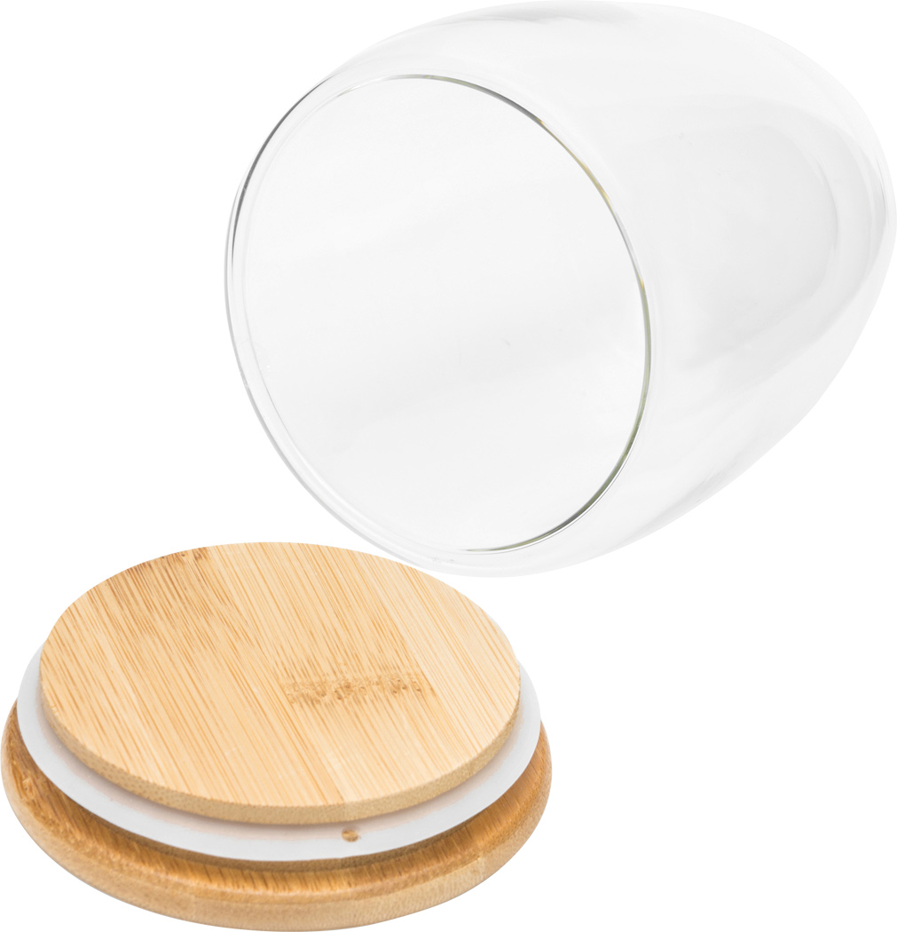 Doppelwandiges Glas BAMBOO ART M, ca. 350 ml, Bambusdeckel – bedruckbar