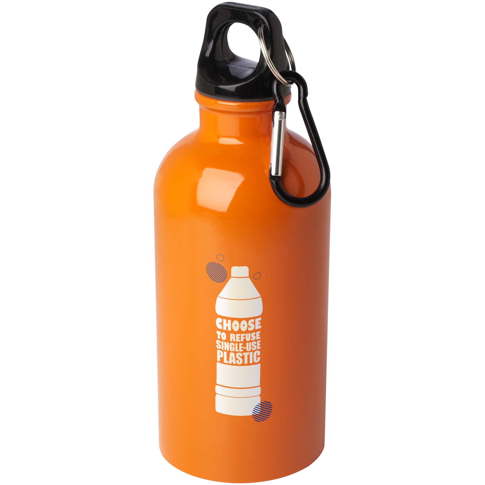 Edelstahl-Trinkflasche Oregon 400 ml, einwandig, mit Karabinerhaken