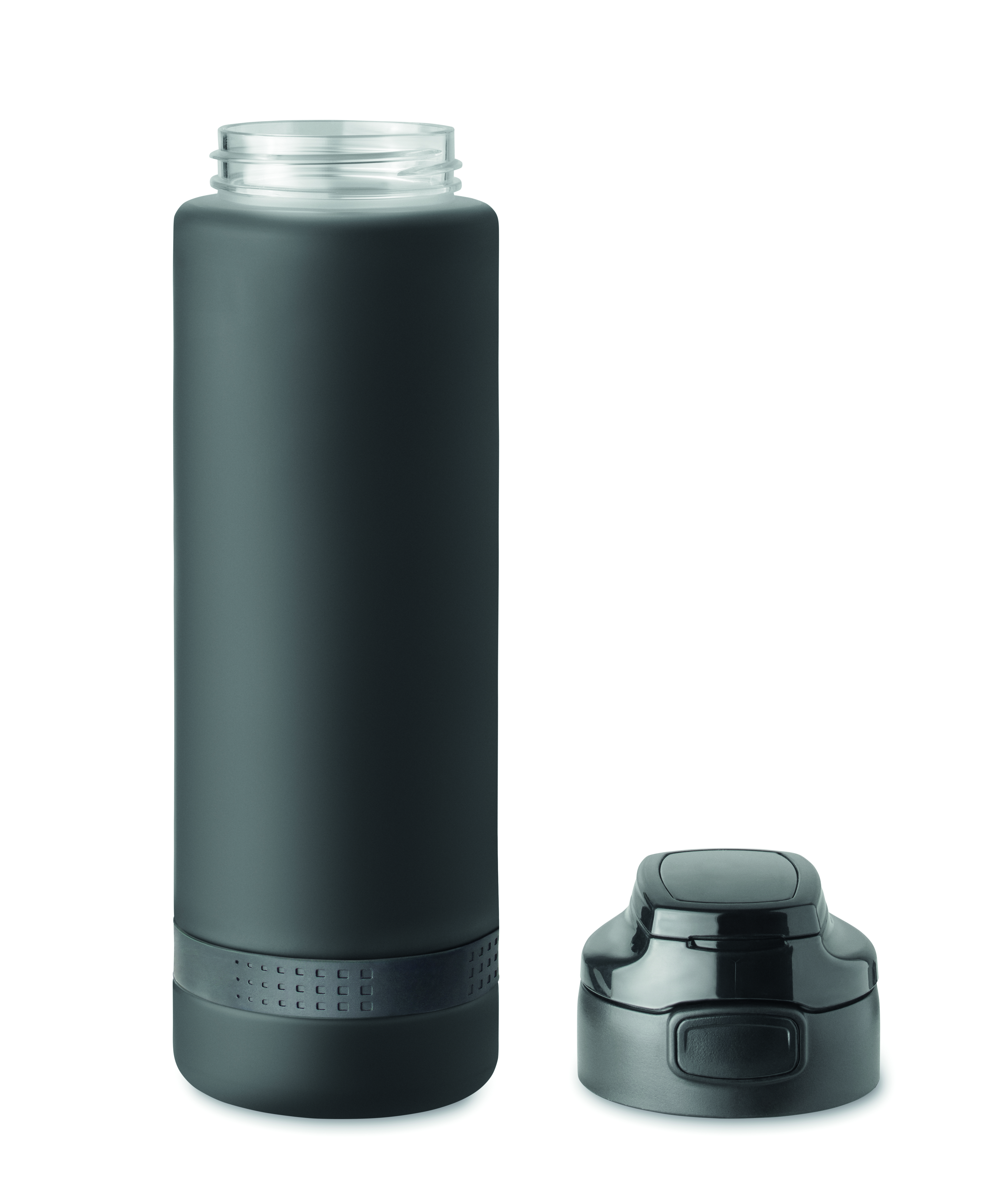 Sport-Trinkflasche RPET 1L LEVEL mit Zeitmarkierung & Flip-Top