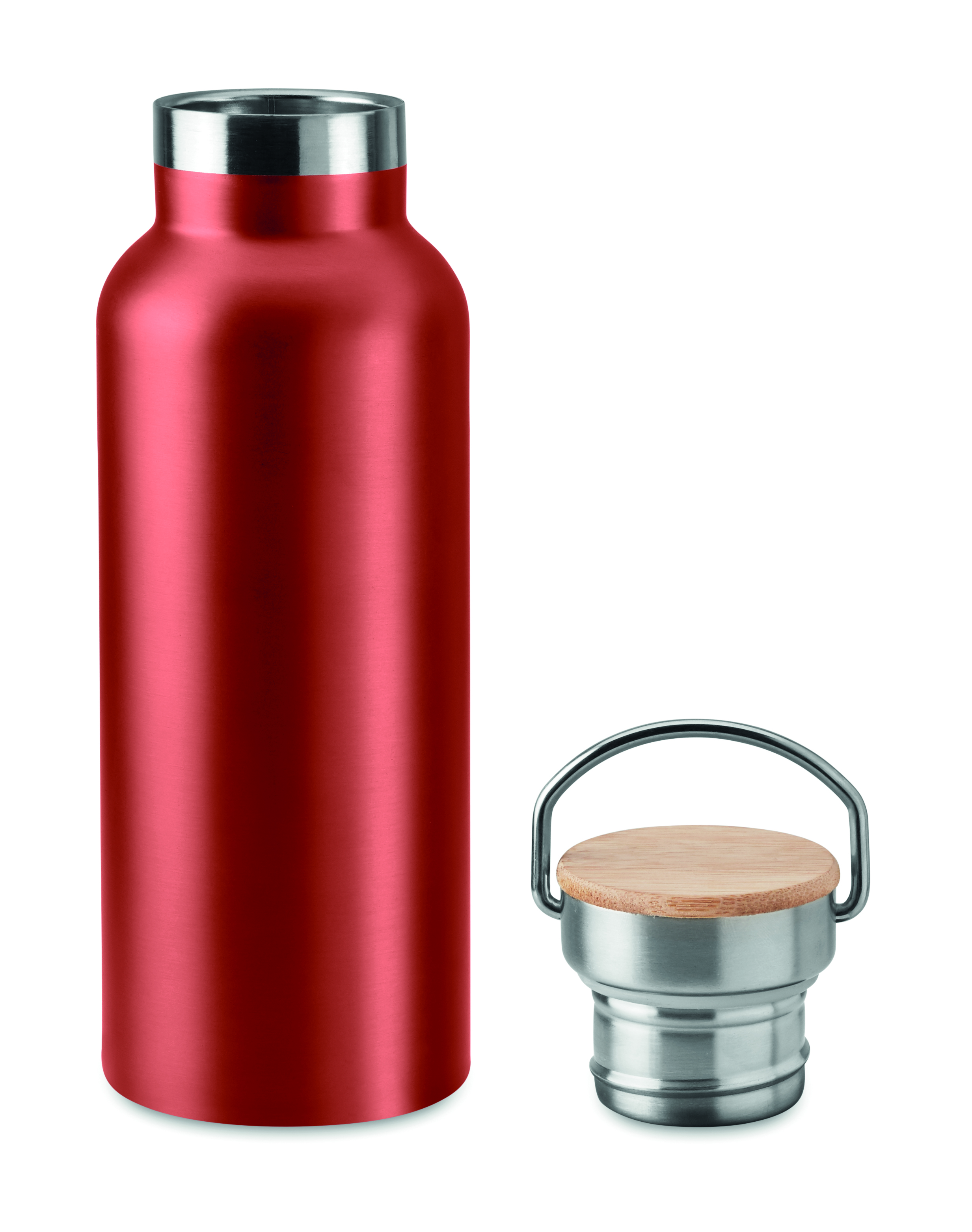 Isolierflasche Edelstahl 500 ml HELSINKI - Bambusdeckel, bedruckbar