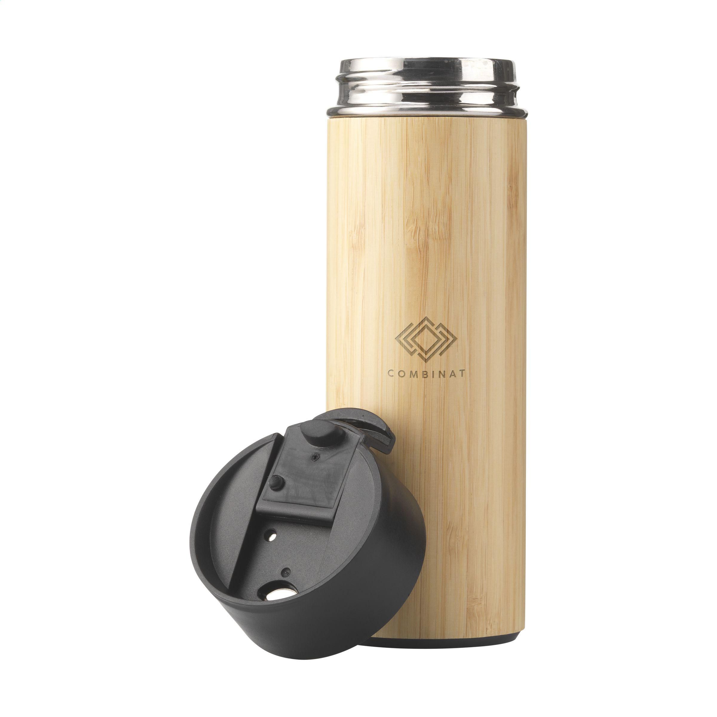 Thermoflasche Sakura 360 ml Edelstahl mit Bambus & Teesieb