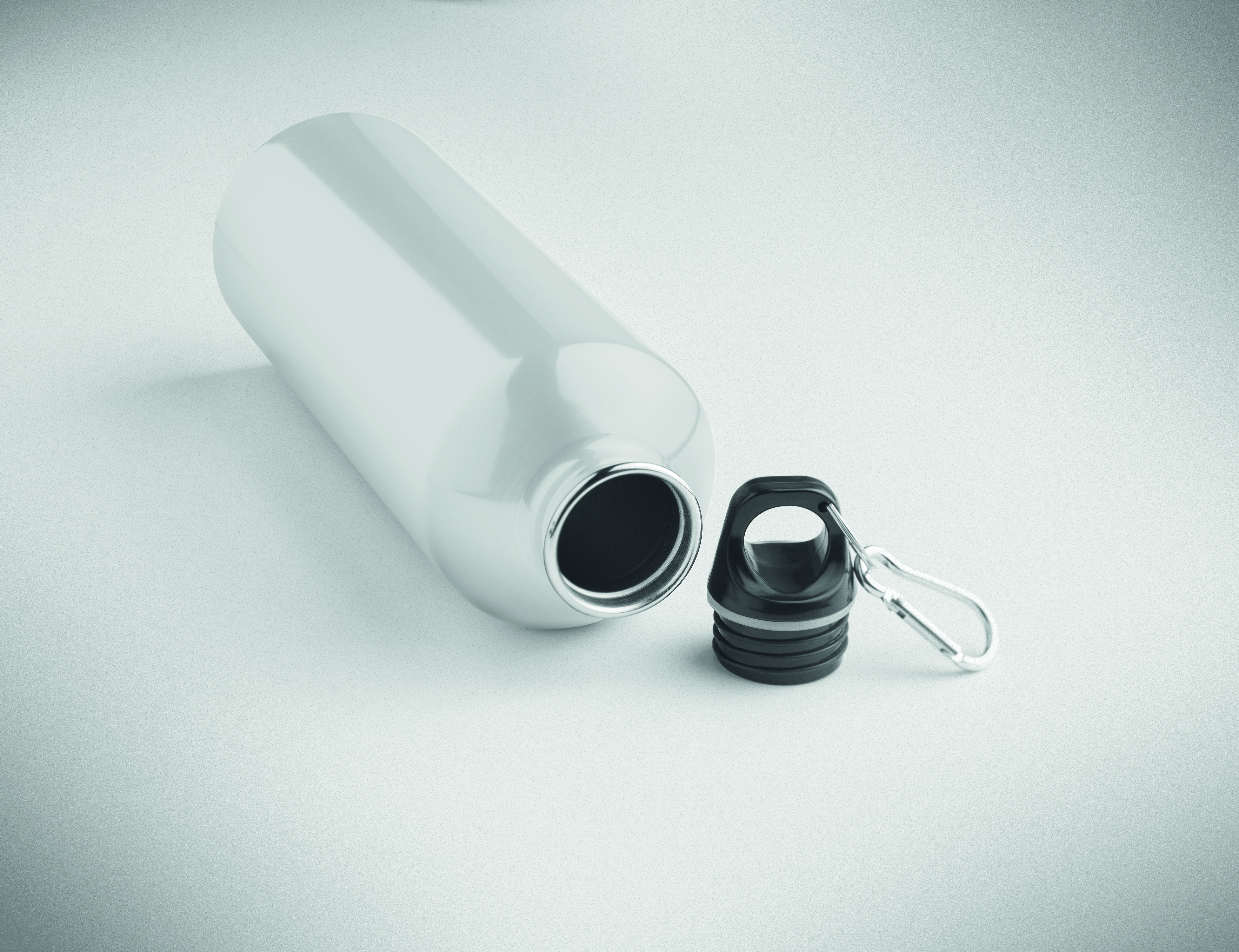Edelstahl Trinkflasche 1000 ml einwandig mit Karabiner, bedruckbar