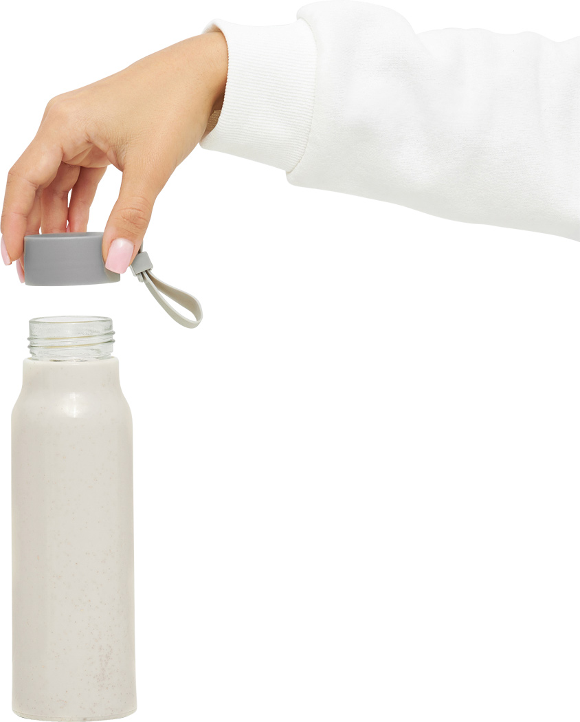 Glas-Trinkflasche ECO DRINK 300 ml mit Kunststoff-Ummantelung
