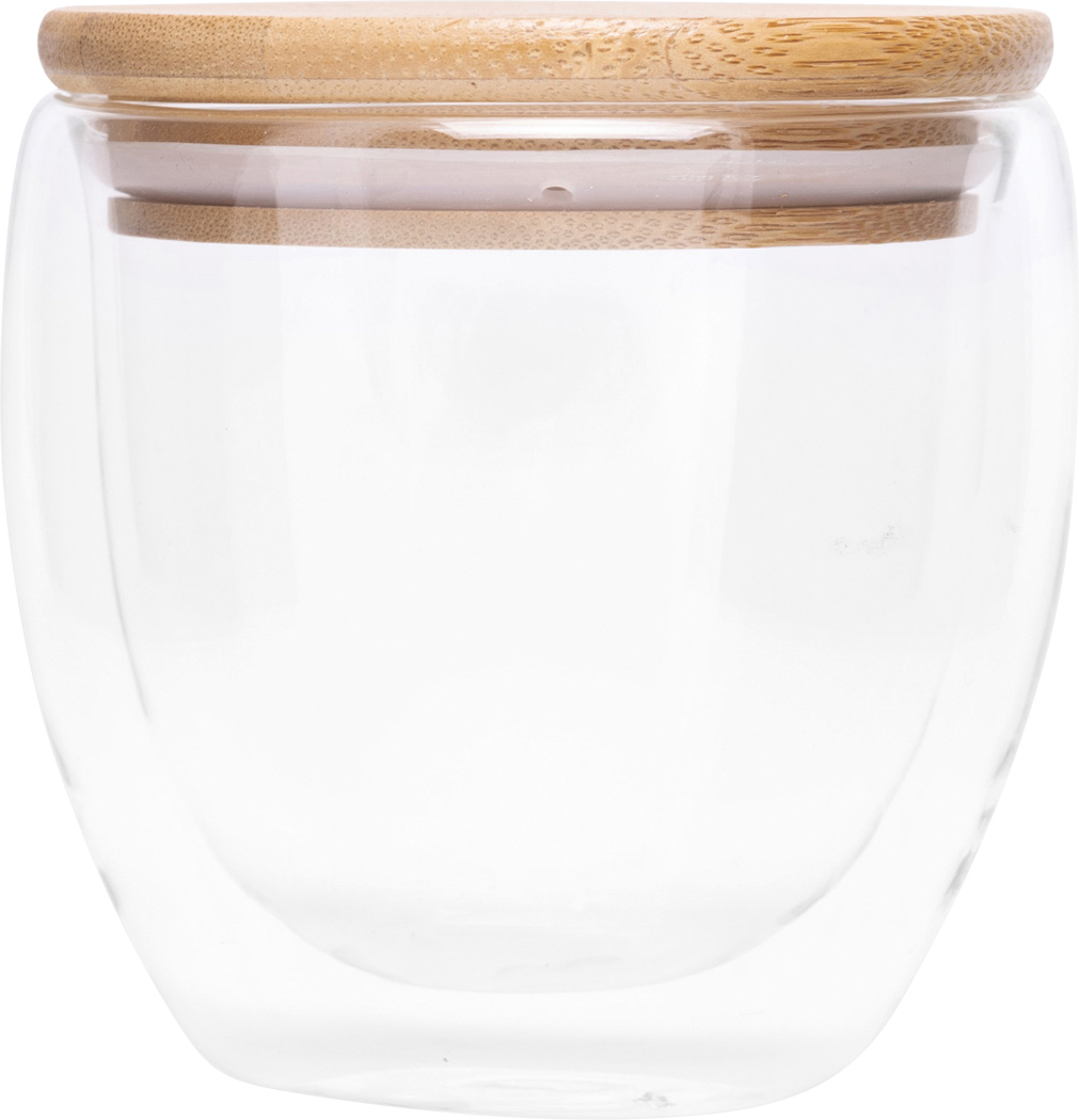 Doppelwandiges Glas BAMBOO ART S mit Bambusdeckel, ca. 250 ml