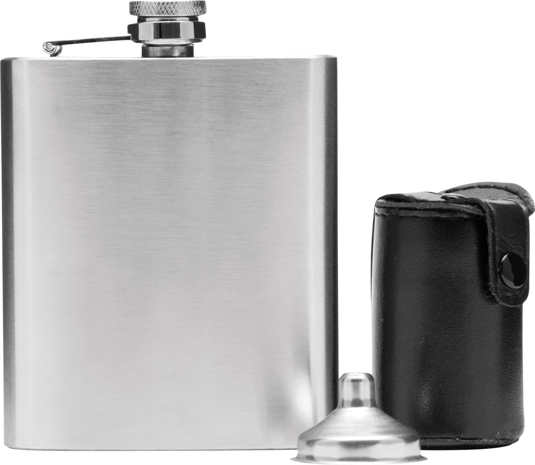 Flachmann-Set GENTLEMAN aus Edelstahl, 7-teilig, ca. 210 ml, bedruckbar