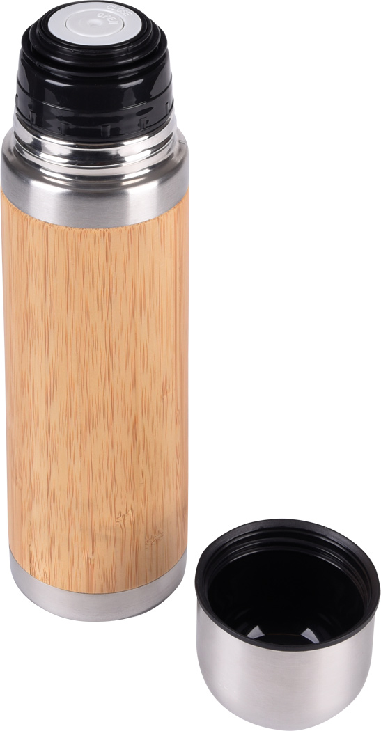 Vakuum-Isolierkanne BAMBOO SPACE - Edelstahl, Bambus, 450 ml, bedruckbar