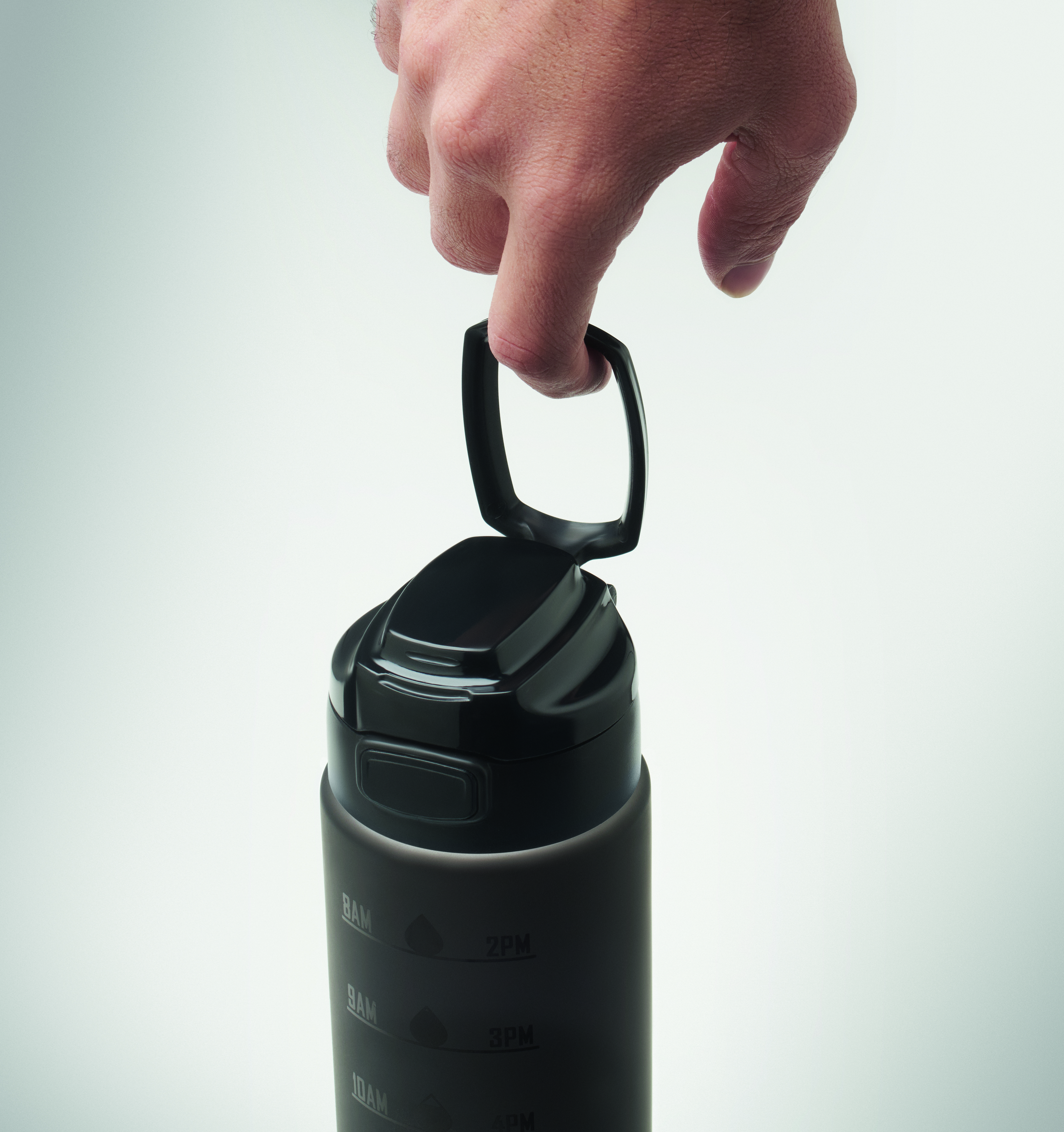 Sport-Trinkflasche RPET 1L LEVEL mit Zeitmarkierung & Flip-Top