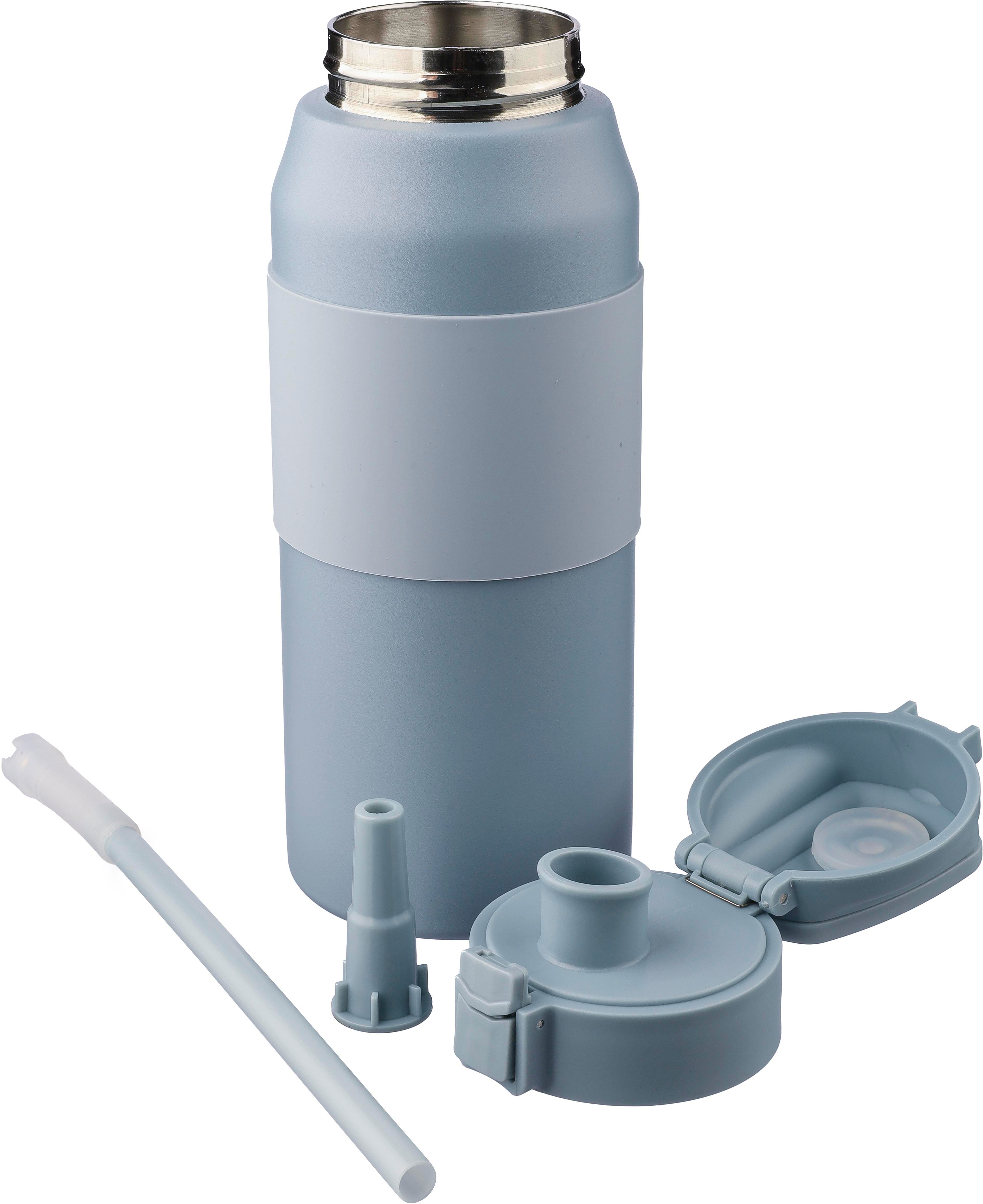Doppelwandige Edelstahl-Trinkflasche 800 ml Katie mit Strohhalm