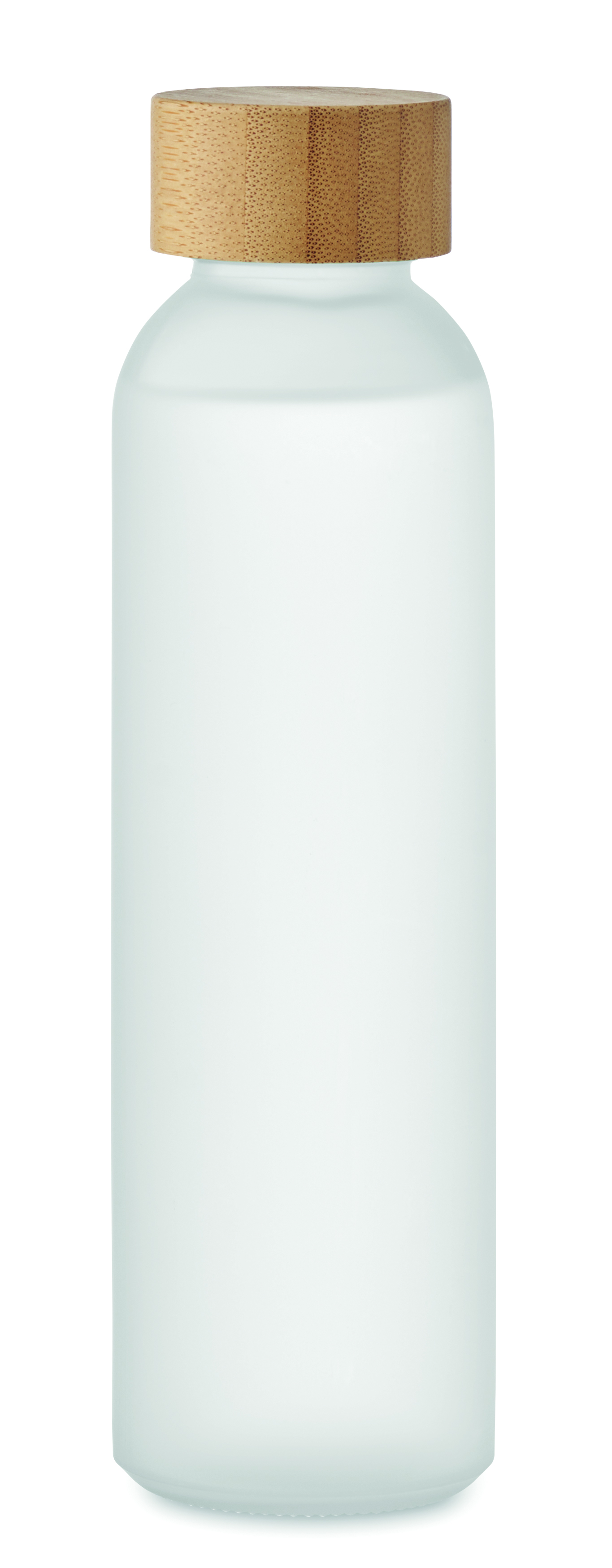 Glasflasche 500 ml mit Bambusdeckel - bedruckbar, auslaufsicher