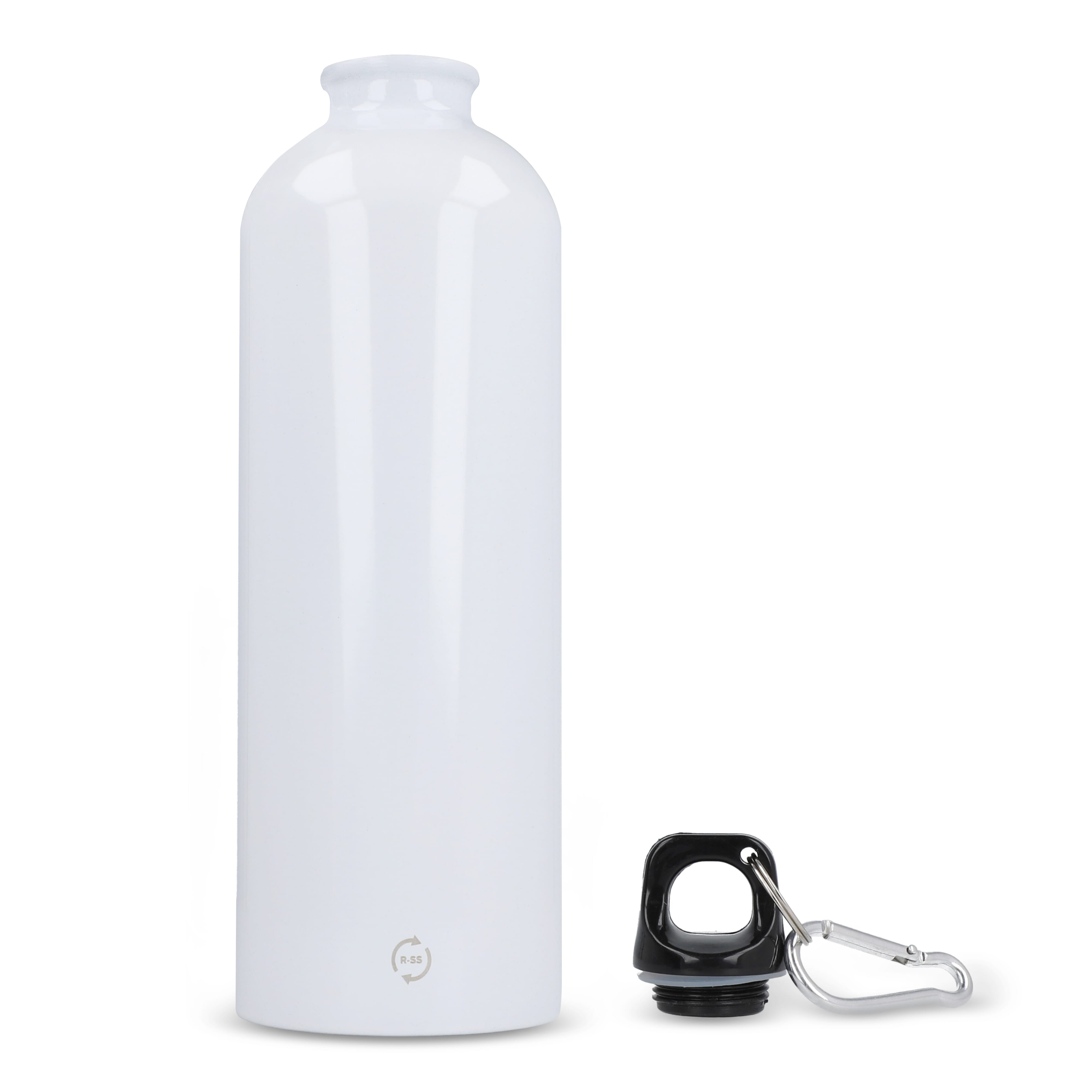 Edelstahl-Trinkflasche 750ml einwandig mit Karabiner, recycelt