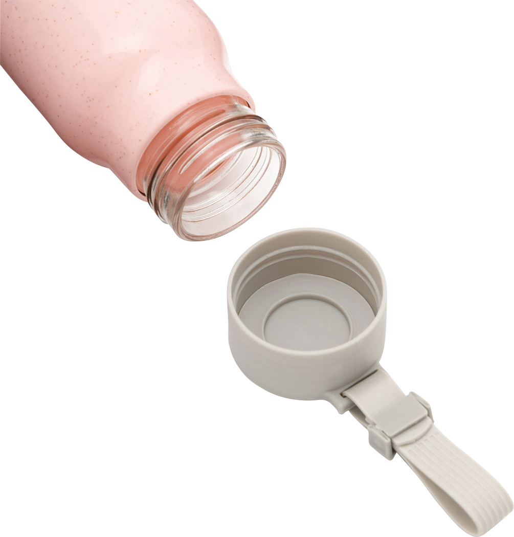 Glas-Trinkflasche ECO DRINK 300 ml mit Kunststoff-Ummantelung