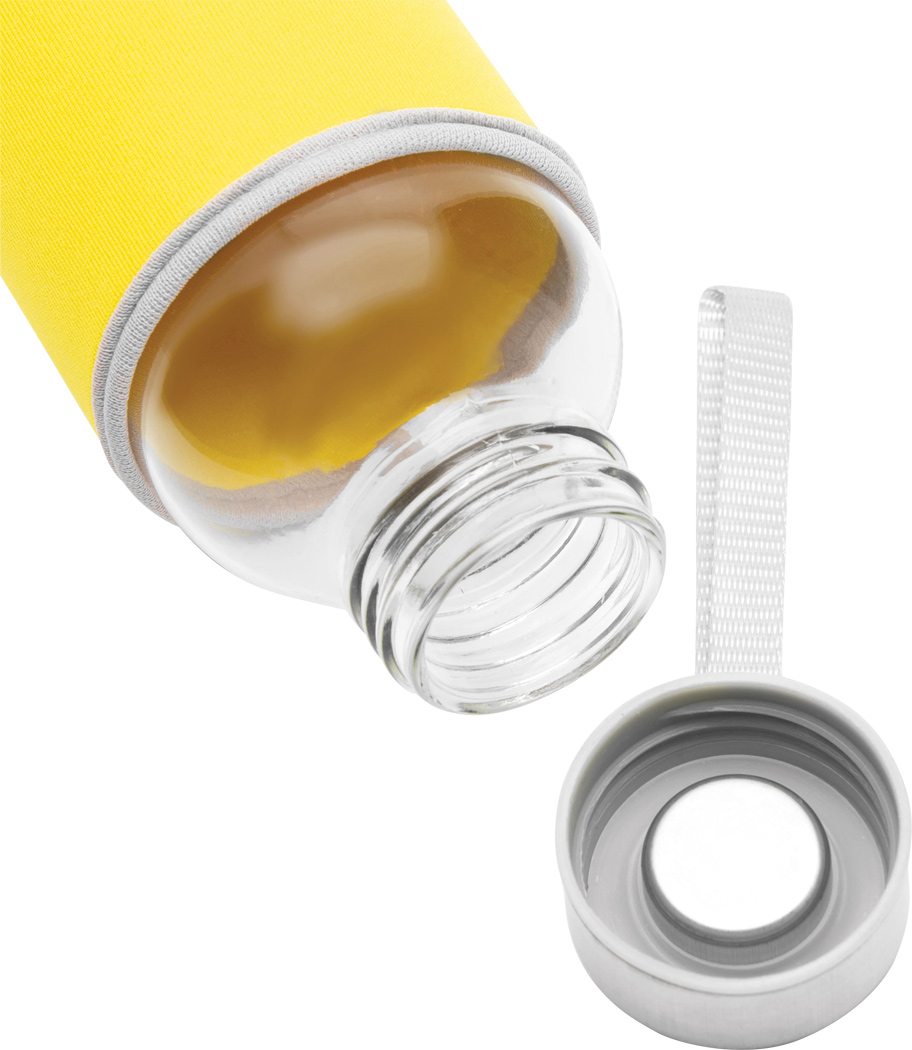Glas-Trinkflasche TAKE WELL 450 ml mit Schutzhülle, bedruckbar