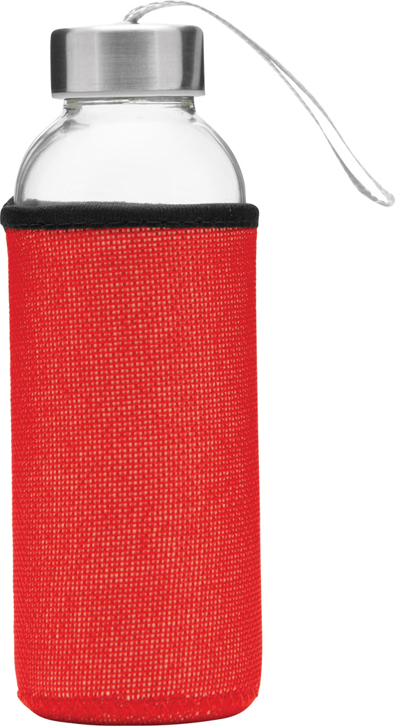 Glas-Trinkflasche TAKE JUTY 450 ml mit Jute-Hülle & Edelstahldeckel