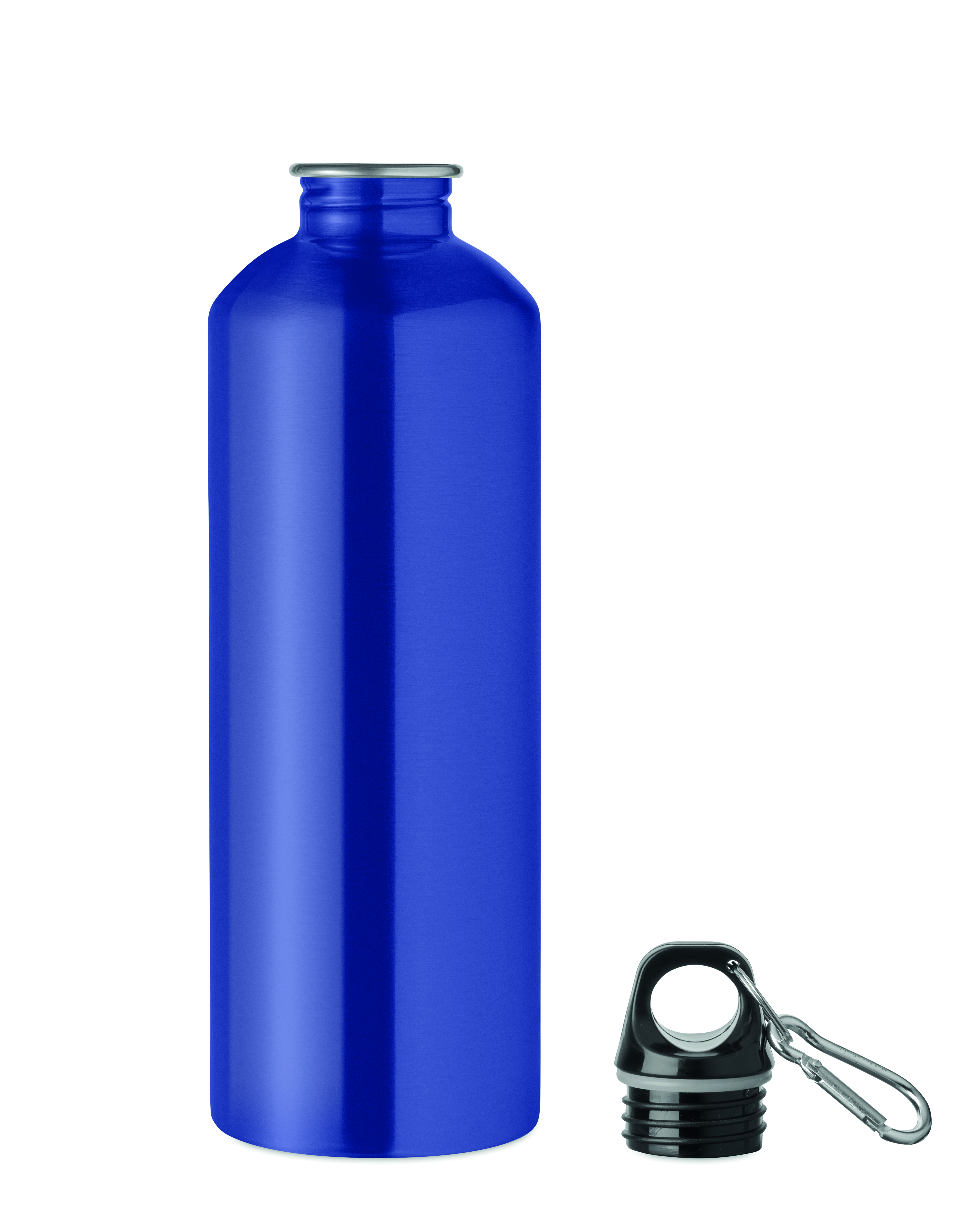 Edelstahl Trinkflasche 1000 ml einwandig mit Karabiner, bedruckbar