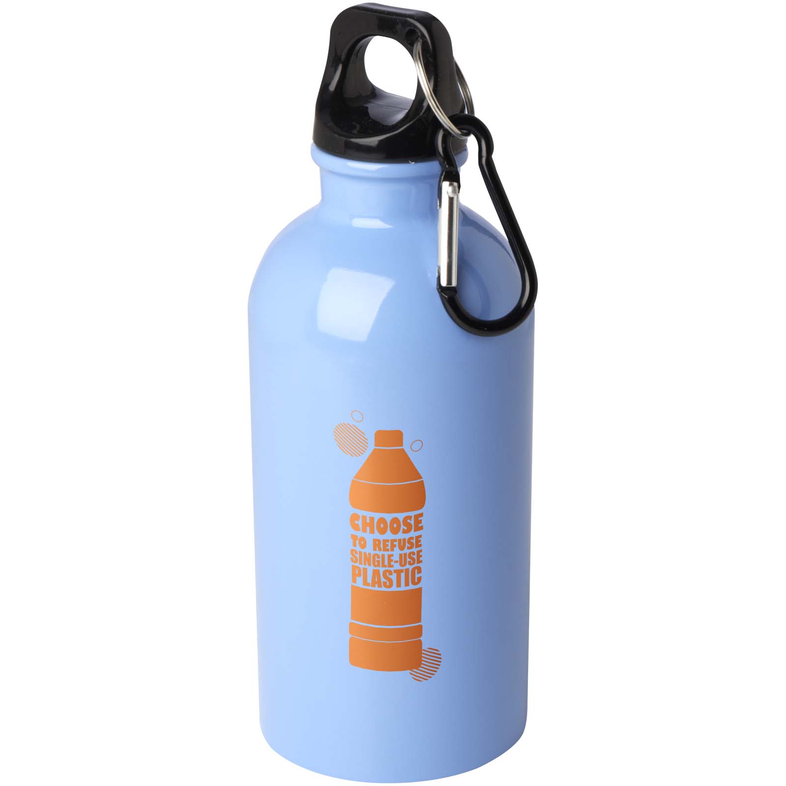 Edelstahl-Trinkflasche Oregon 400 ml, einwandig, mit Karabinerhaken