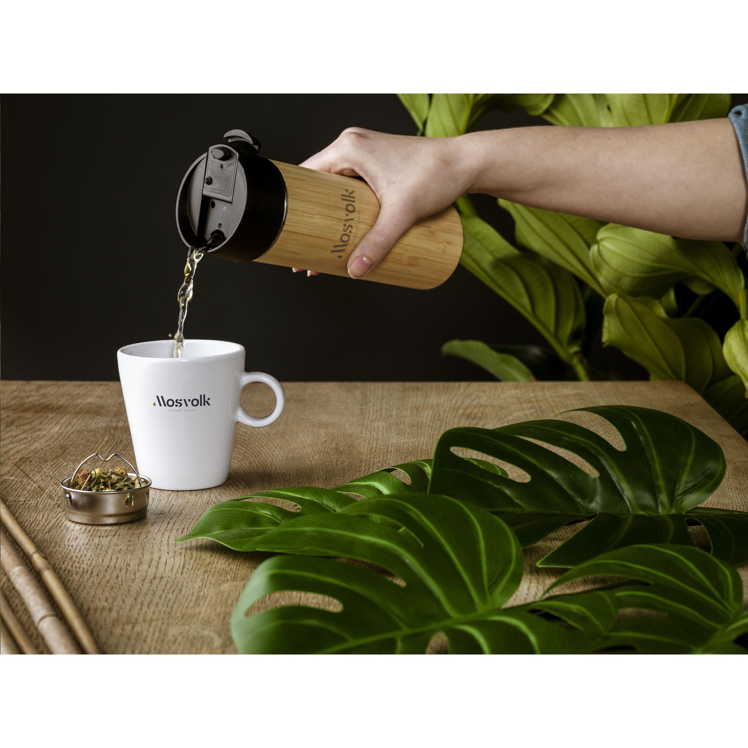 Thermoflasche Sakura 360 ml Edelstahl mit Bambus & Teesieb