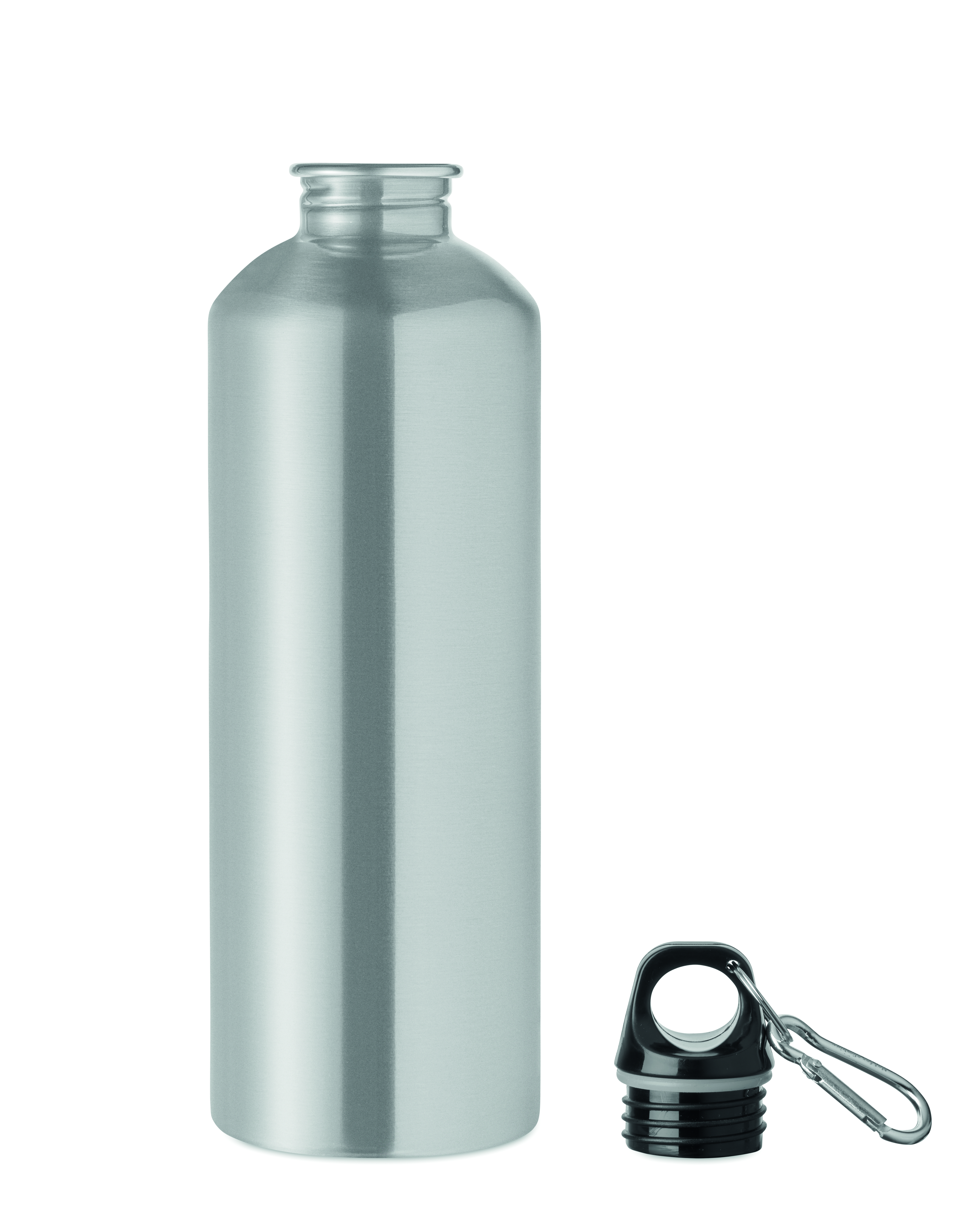 Edelstahl Trinkflasche 1000 ml einwandig mit Karabiner, bedruckbar