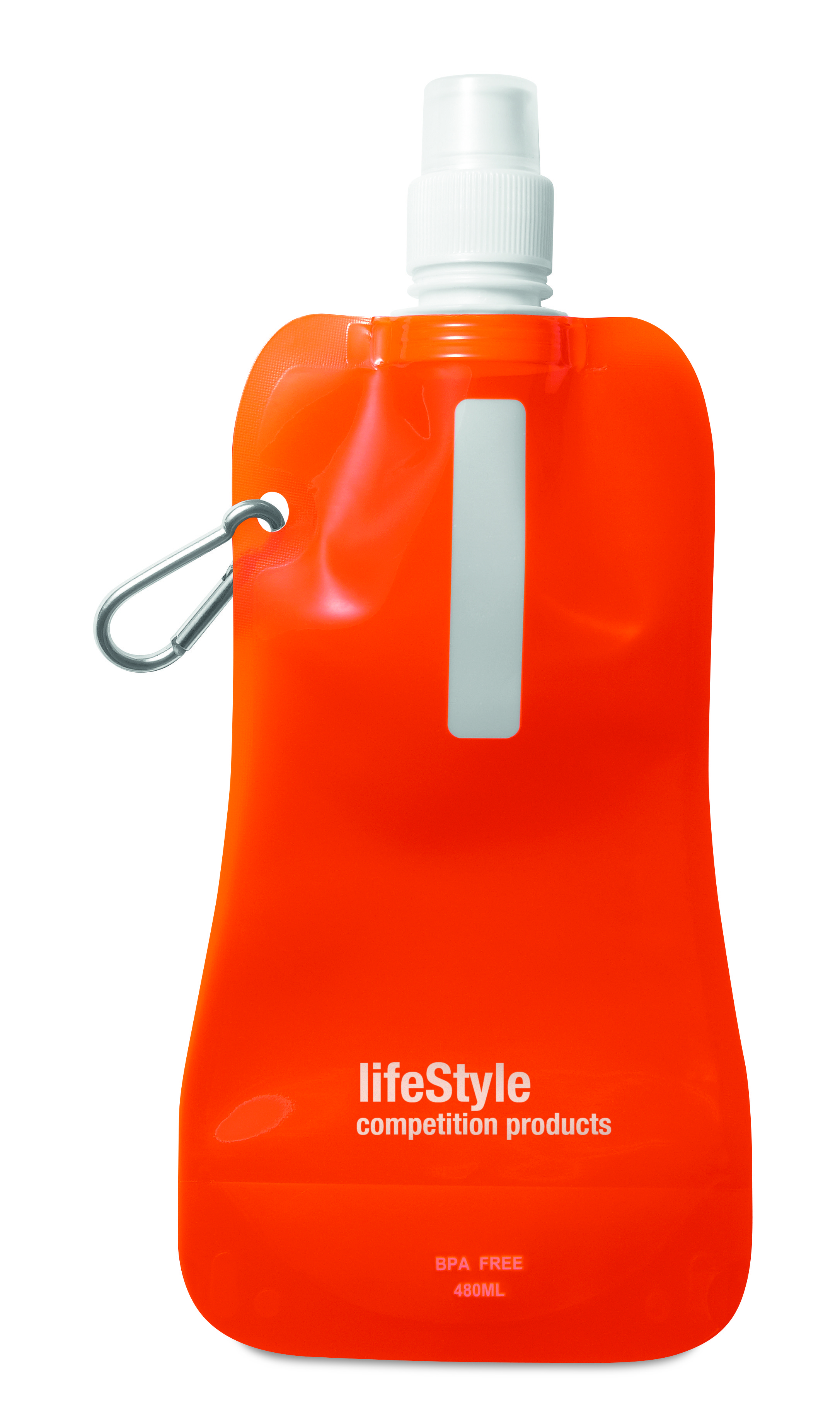 Faltbare Wasserflasche GATES aus PET, 480 ml – bedruckbar