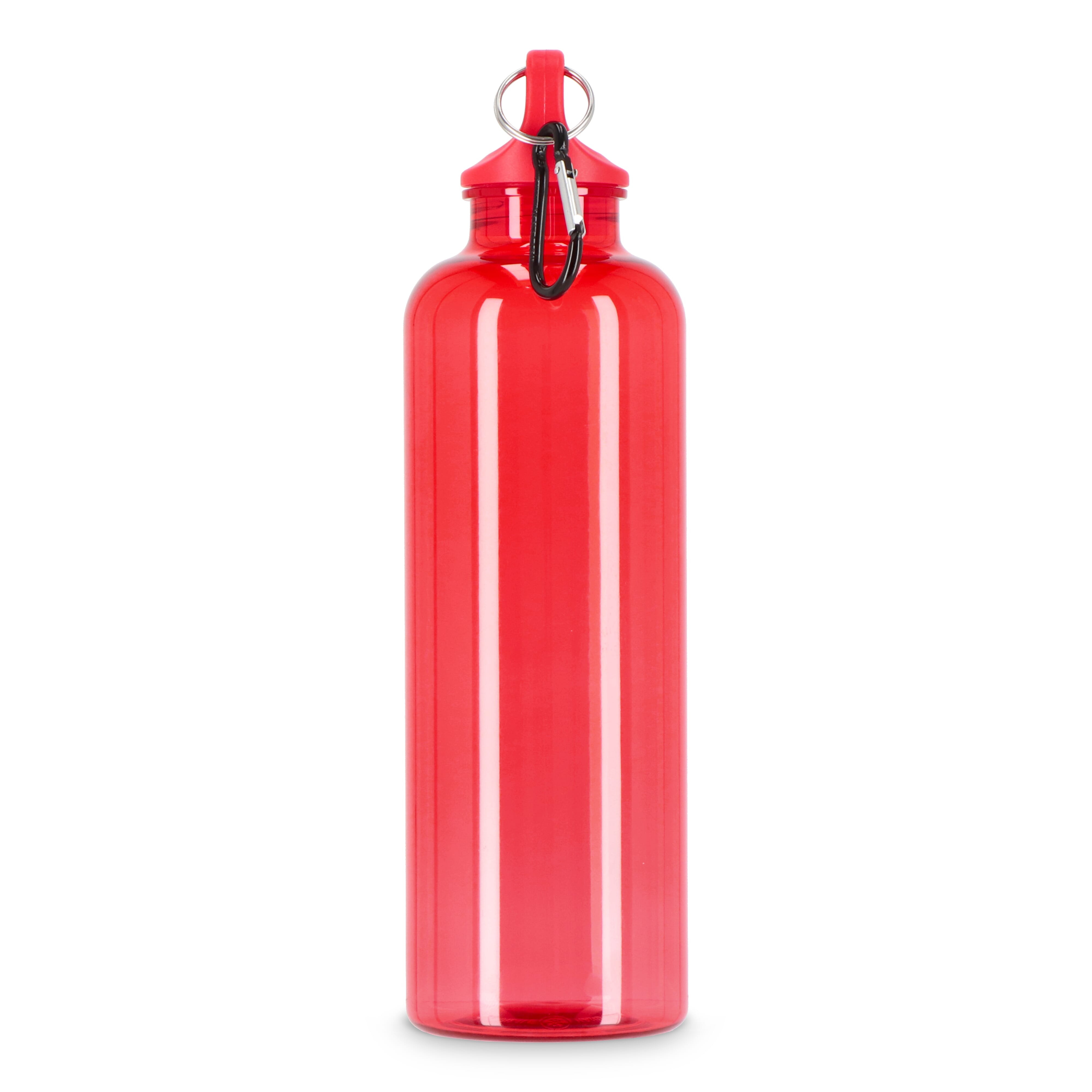 Trinkflasche R-PET 750 ml mit Karabiner – bedruckbar als Werbeartikel