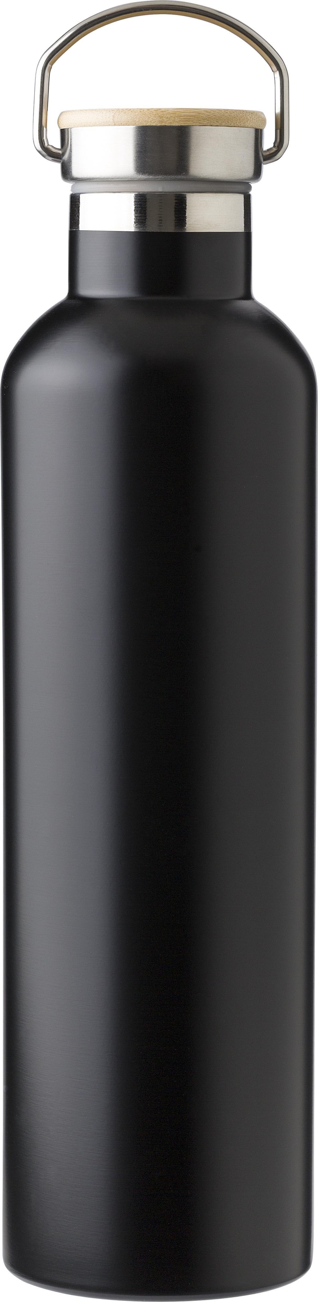 Edelstahl-Trinkflasche Damien 1 L, doppelwandig mit Bambusdeckel