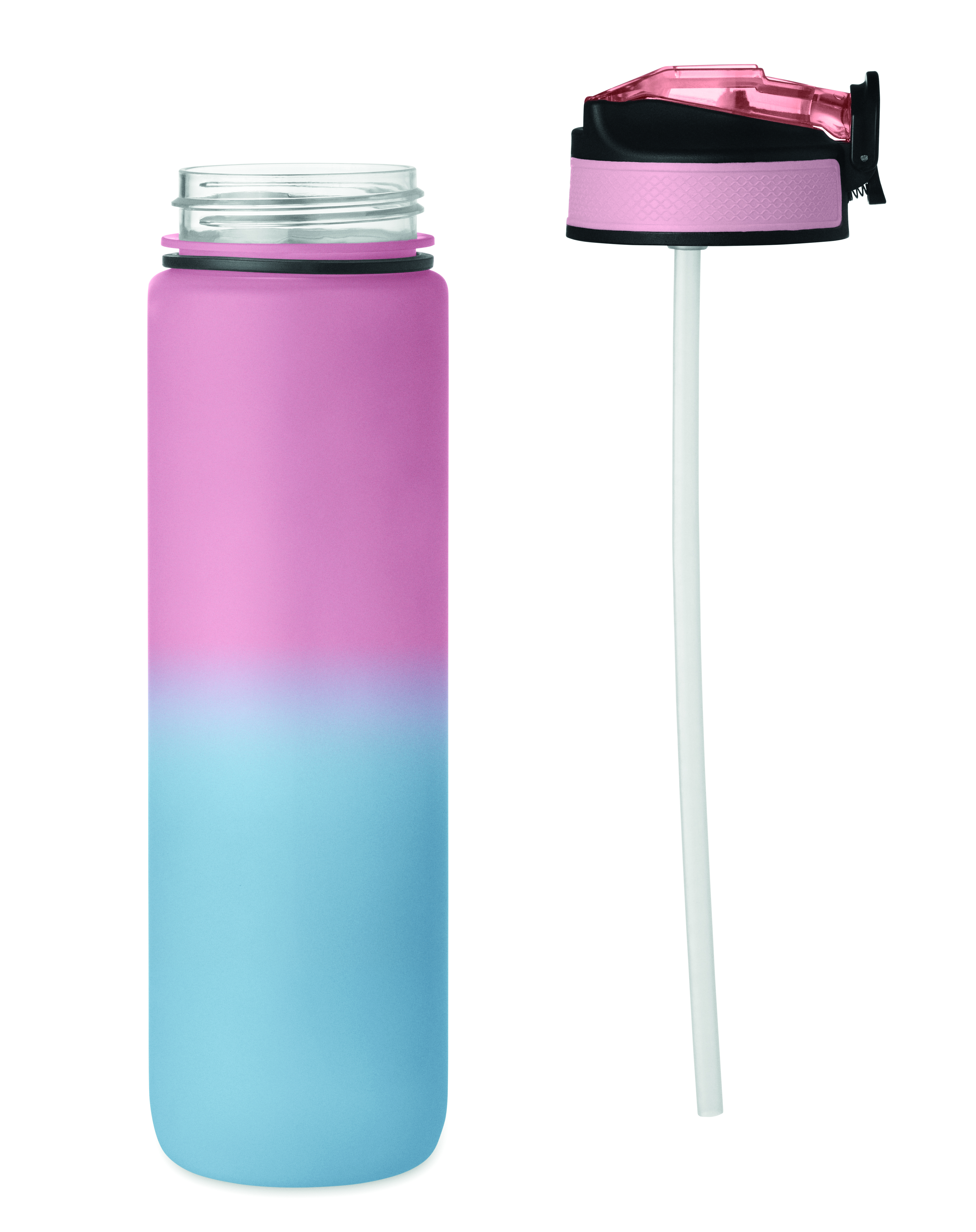 Sport-Trinkflasche RPET 1L ACTIVATE mit Trinkhalm & Zeitmarkierung